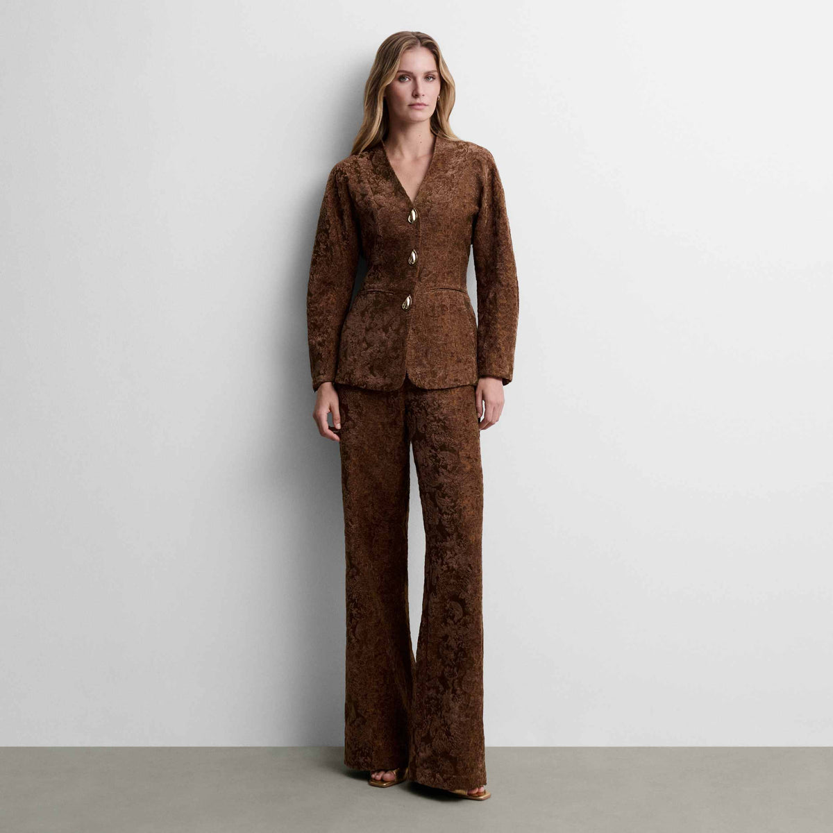 Straight-leg fancy fabric trousers
