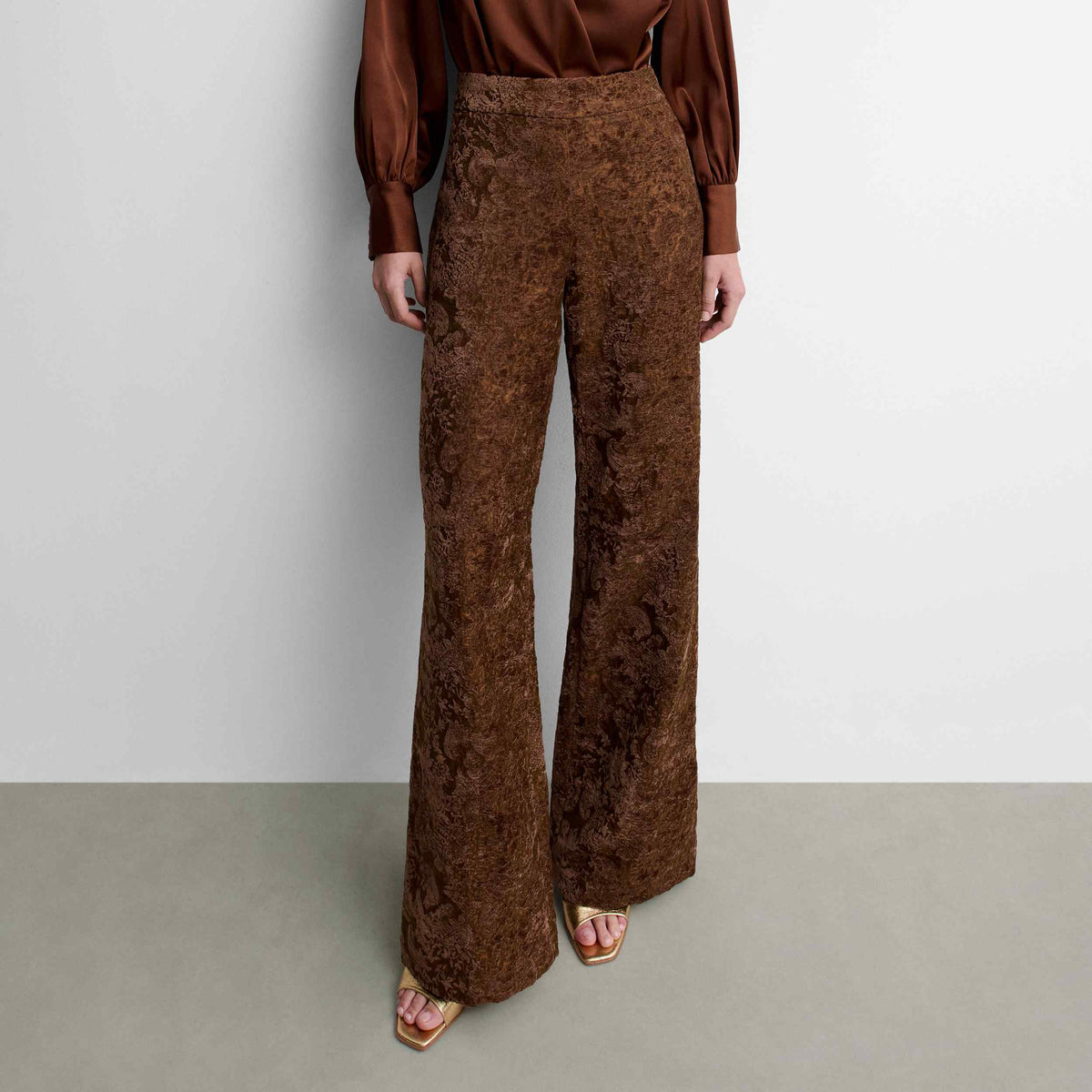 Straight-leg fancy fabric trousers