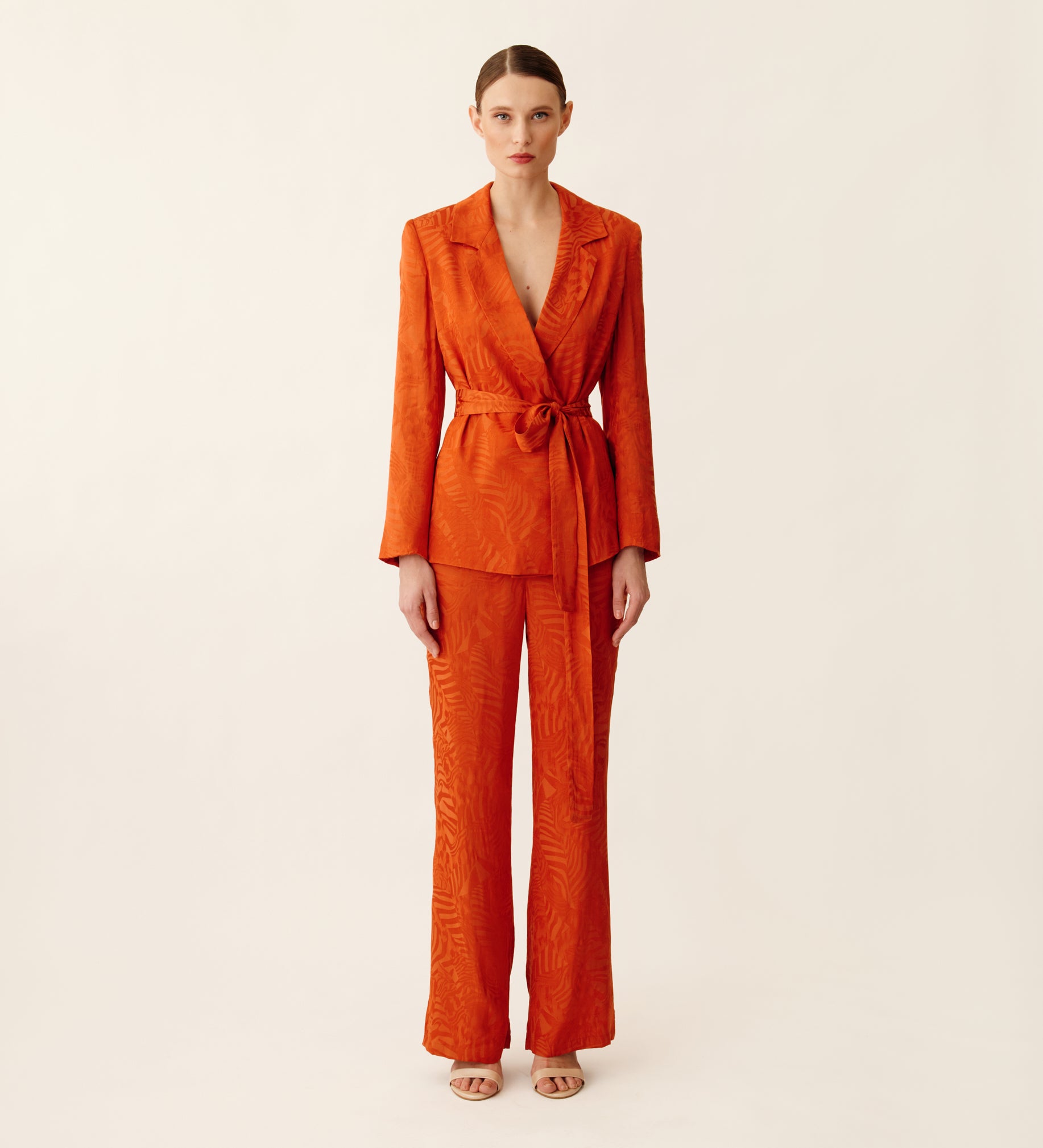 Pantalon largo jacquard fluído