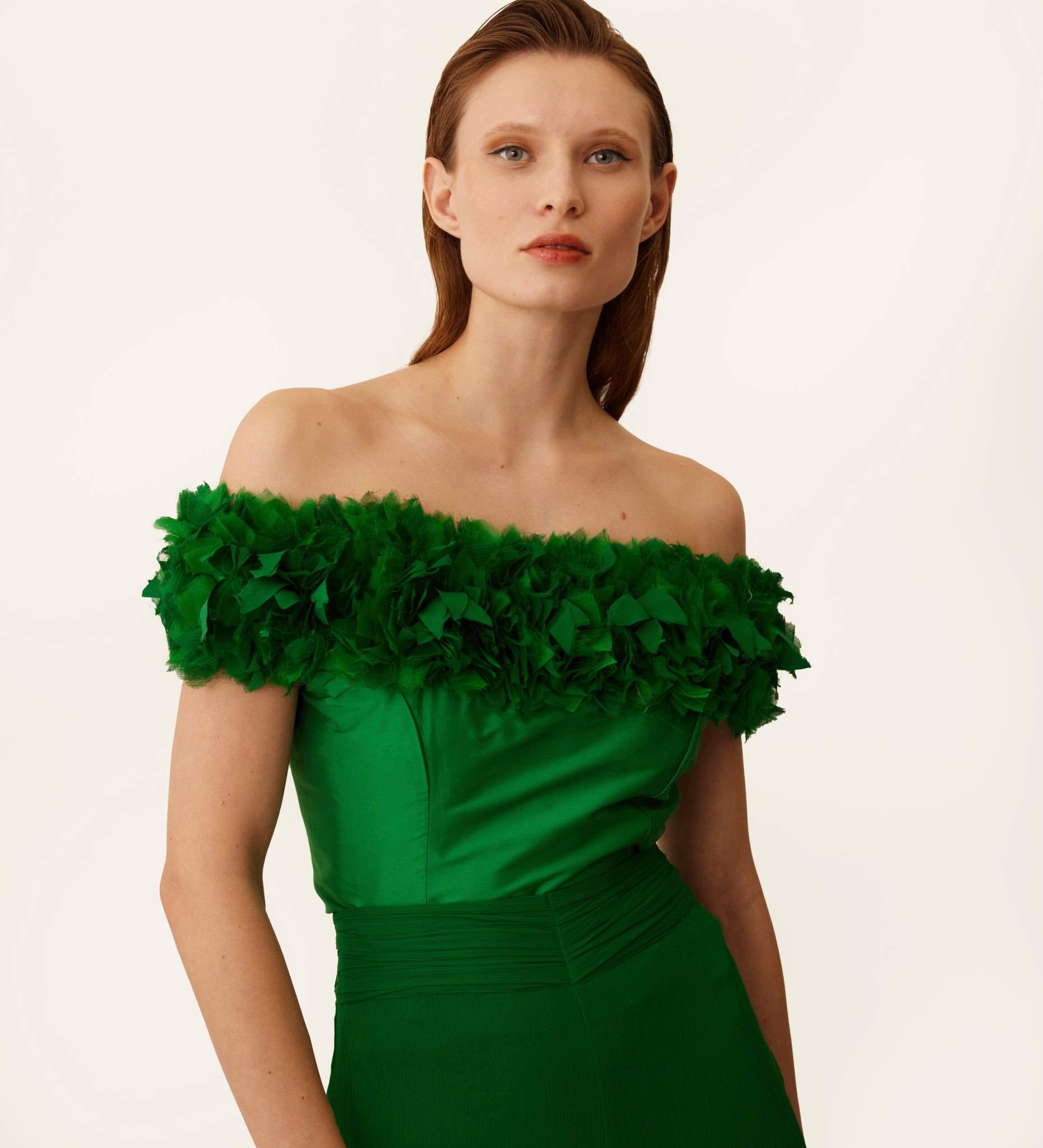 Taffeta bateau neckline top