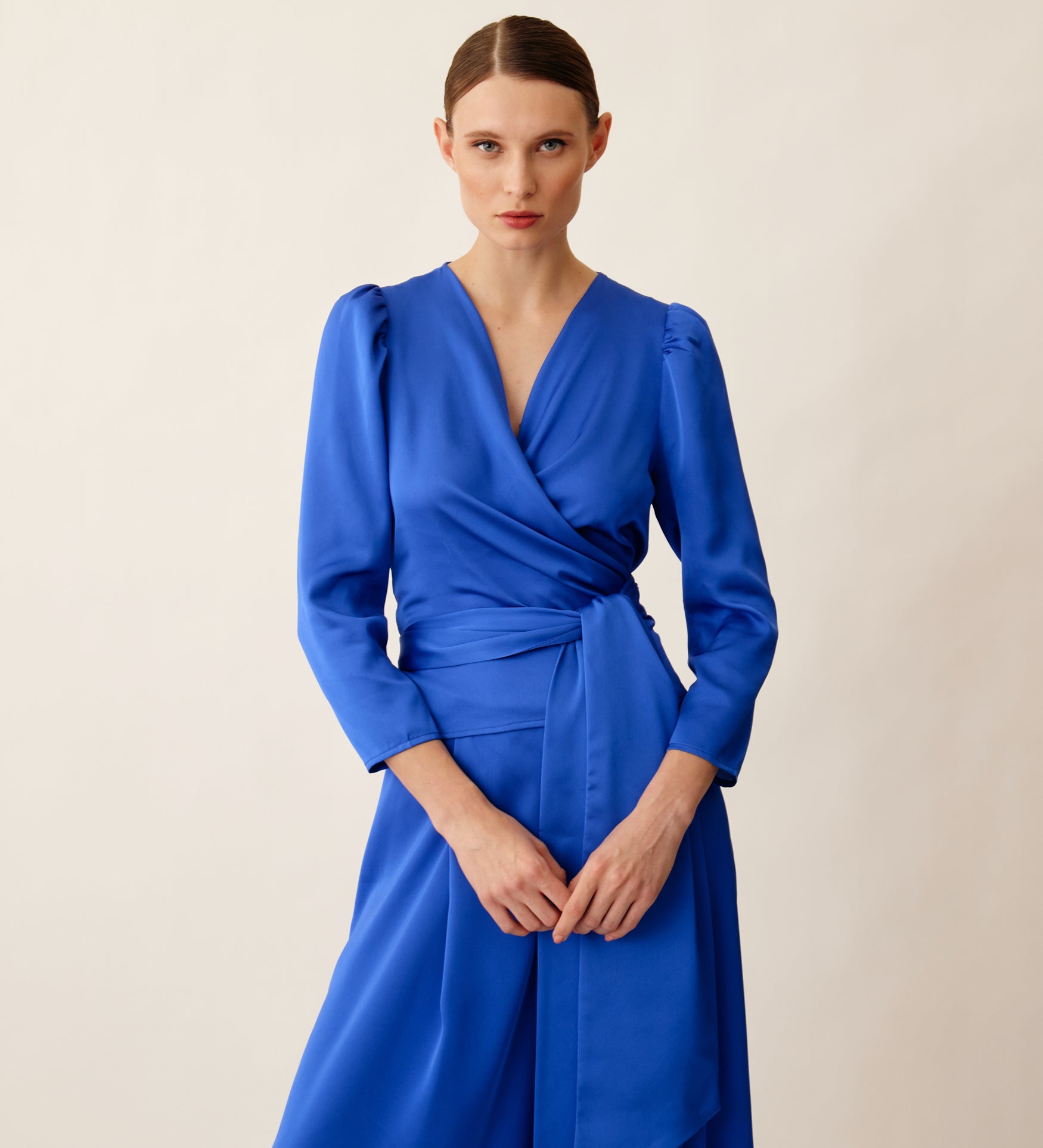 Long-sleeved wrap blouse