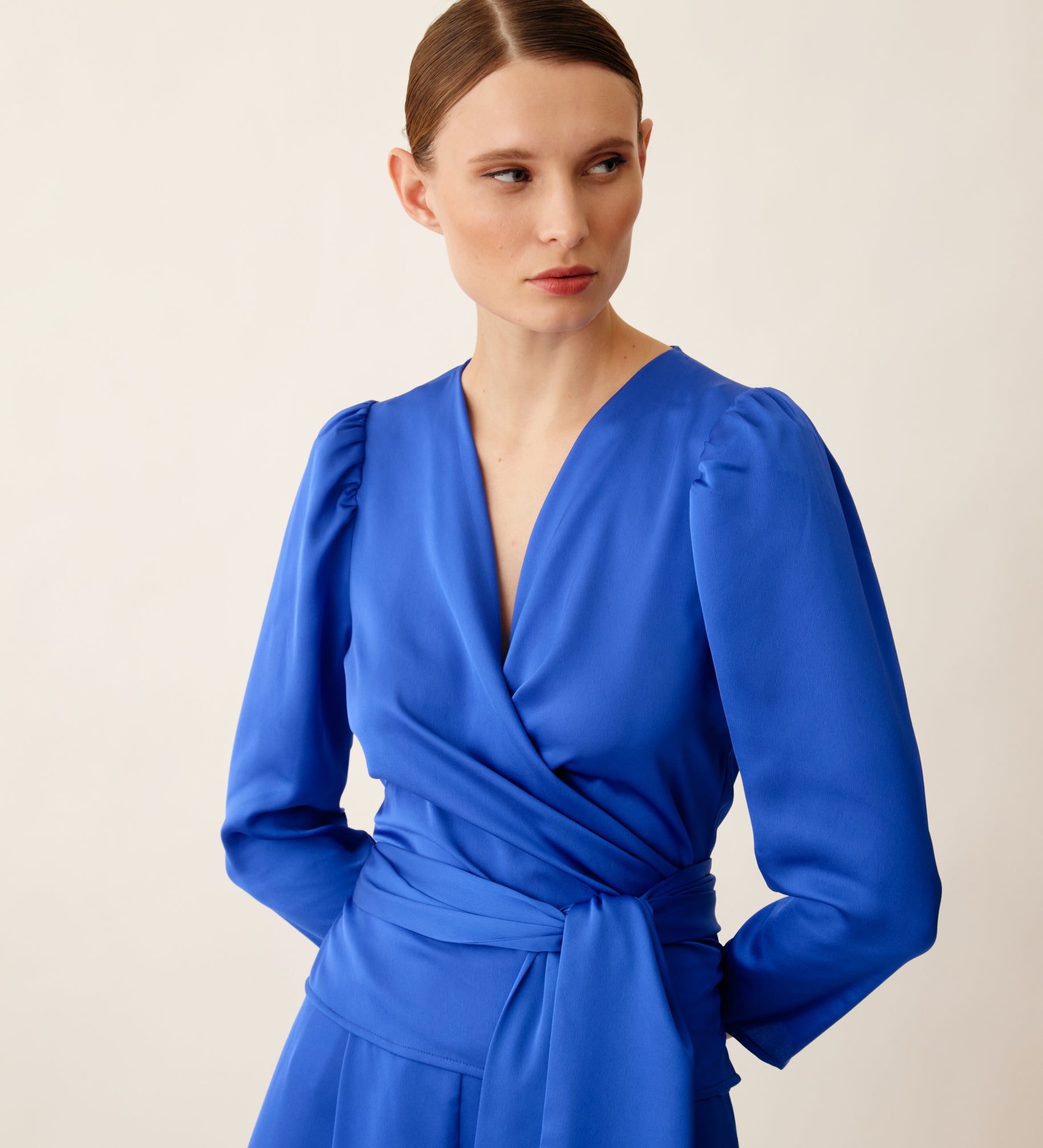 Long-sleeved wrap blouse