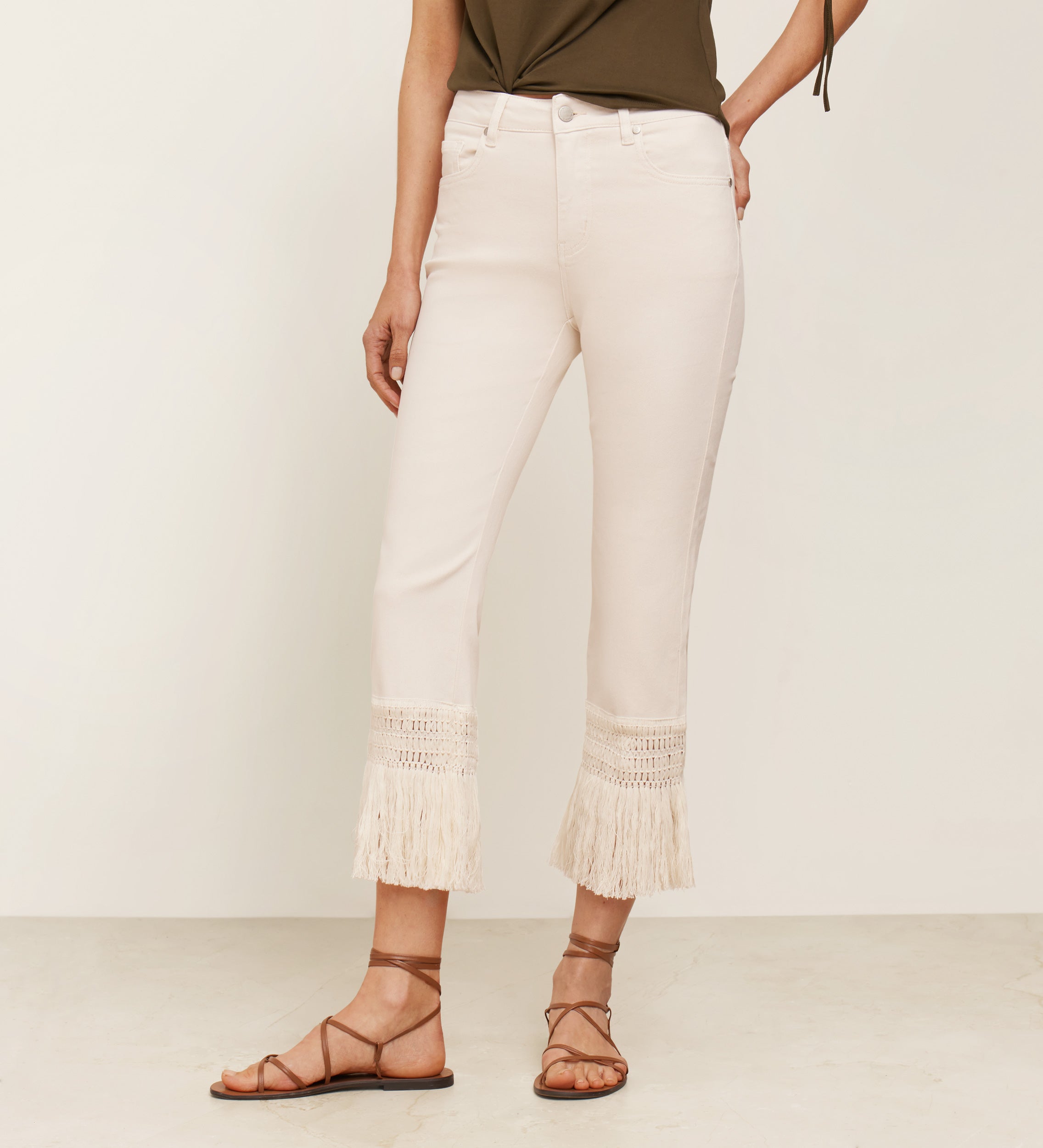 Fringe hem pants