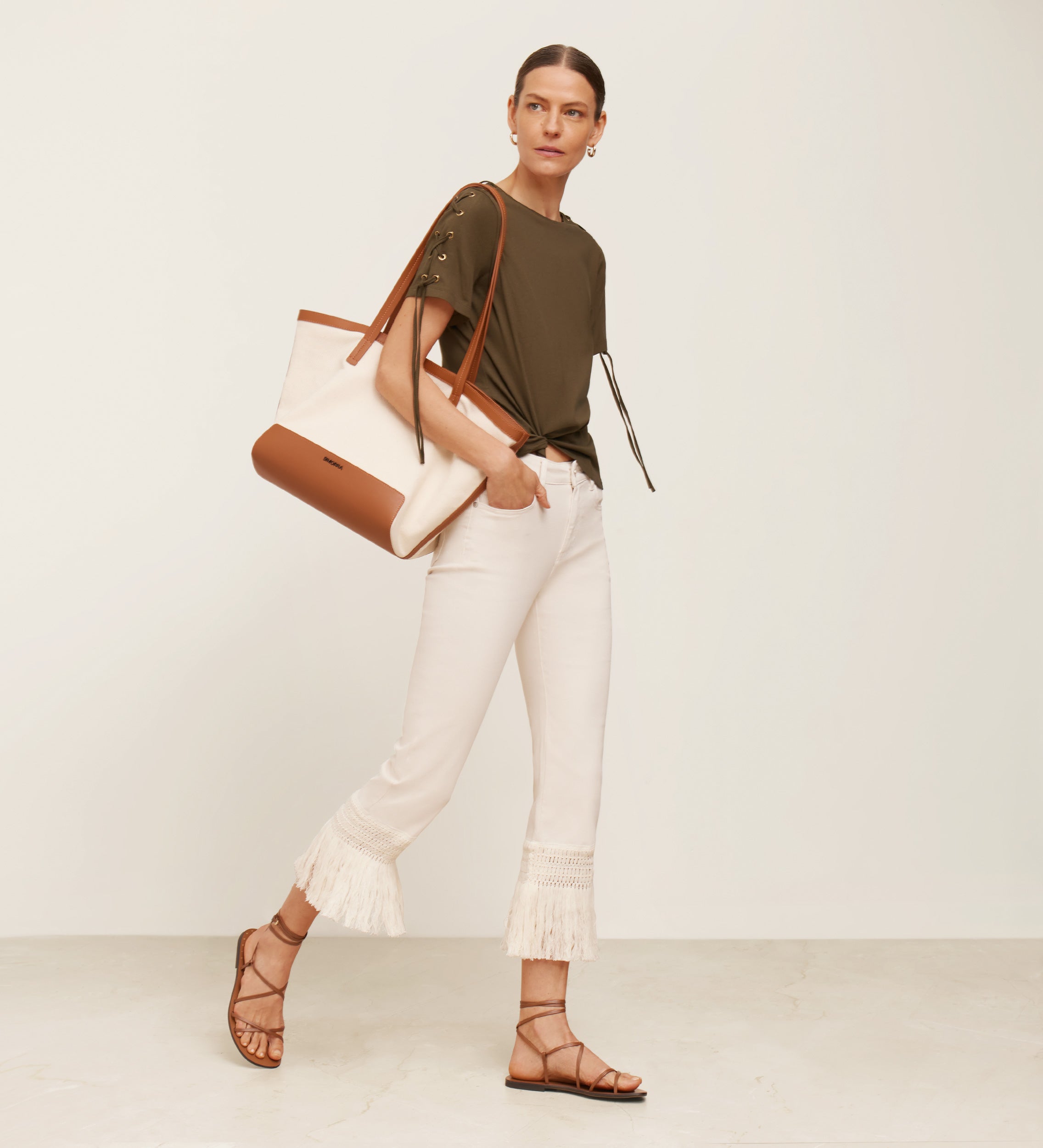 Fringe hem pants