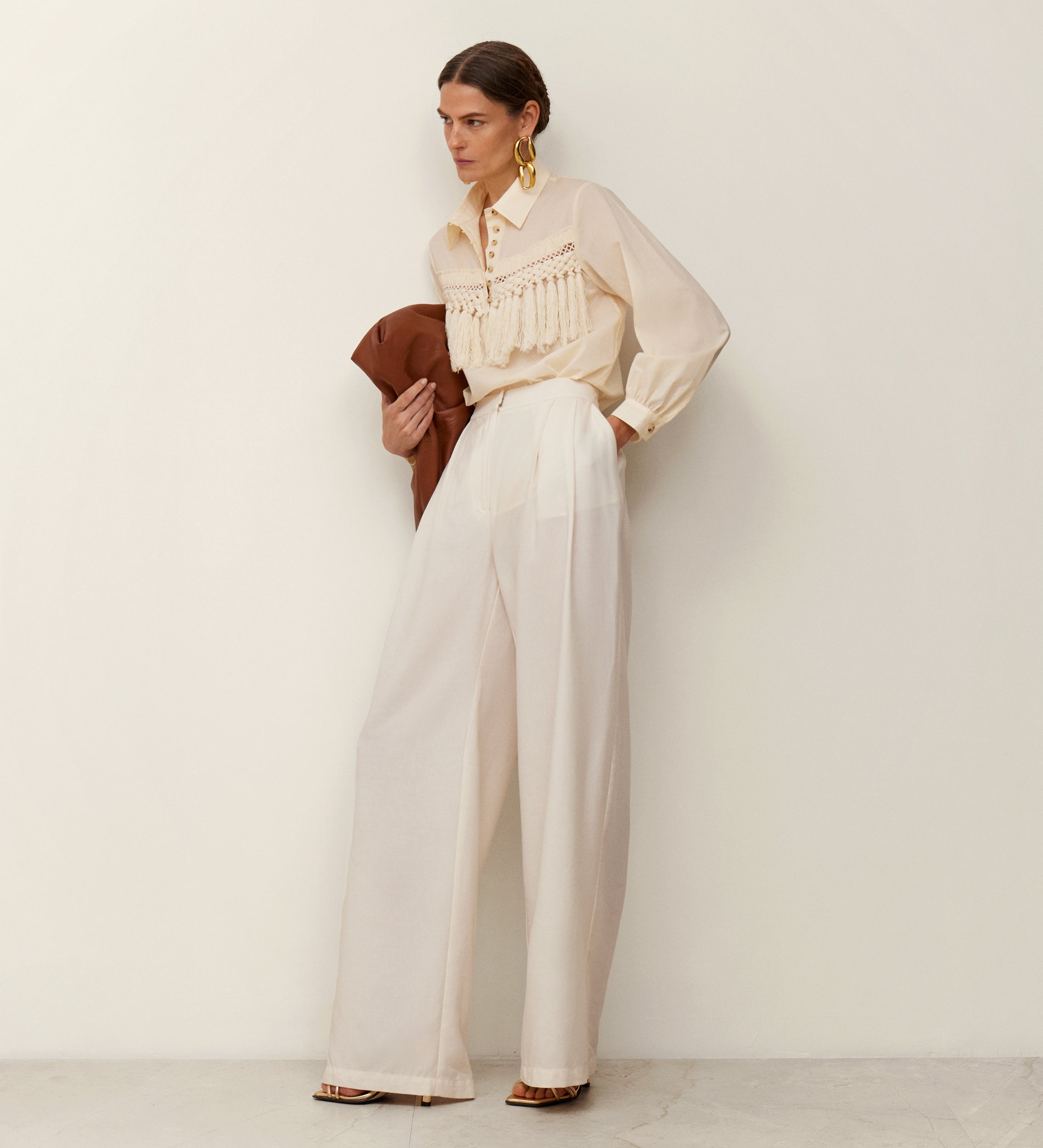 Blouse à empiècement à franges