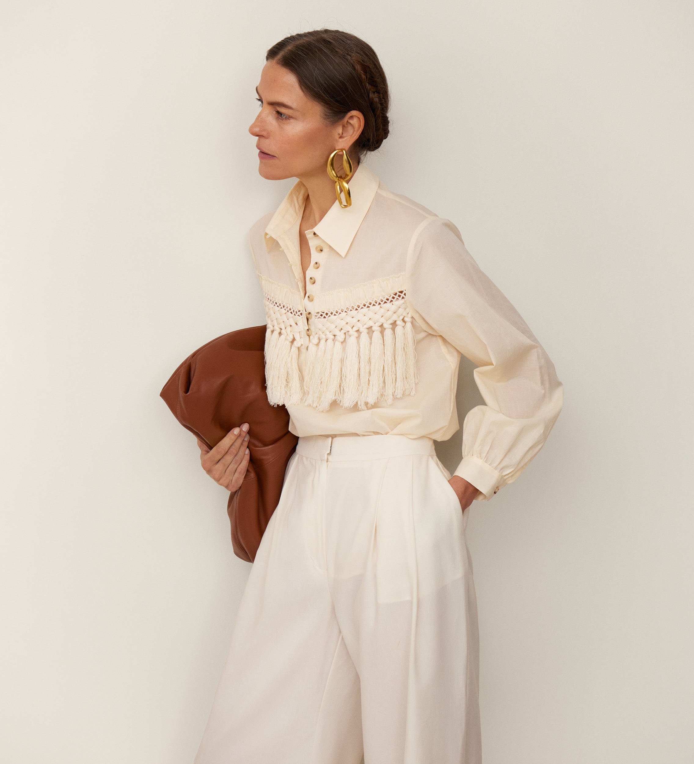 Blouse à empiècement à franges