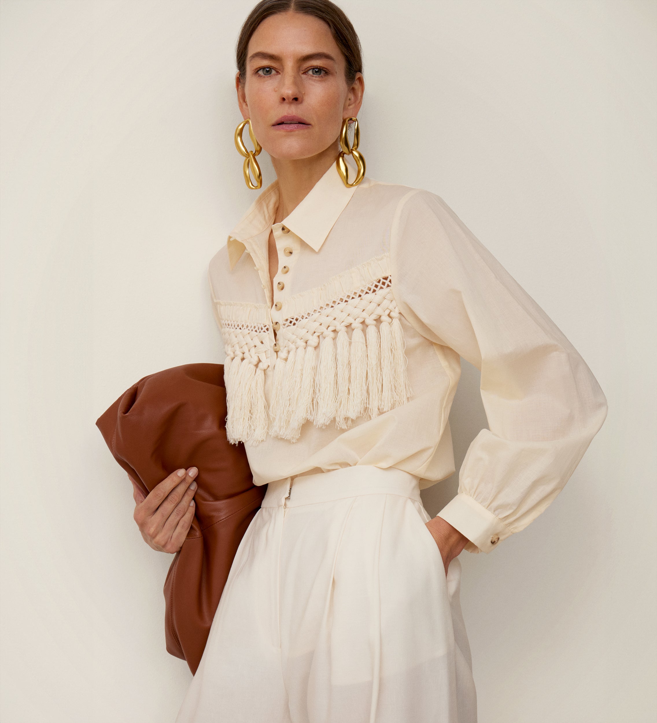 Blouse à empiècement à franges