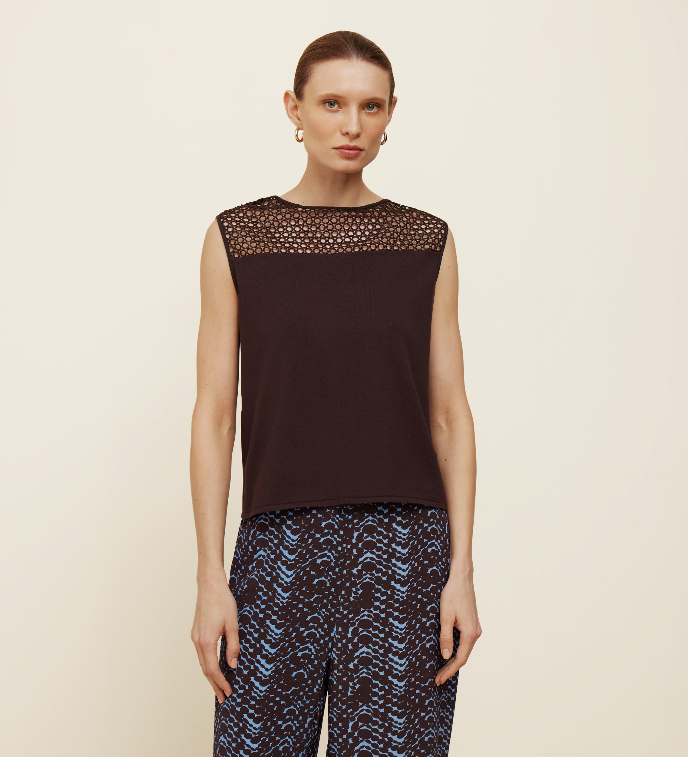 Top en tricot avec détail guipure