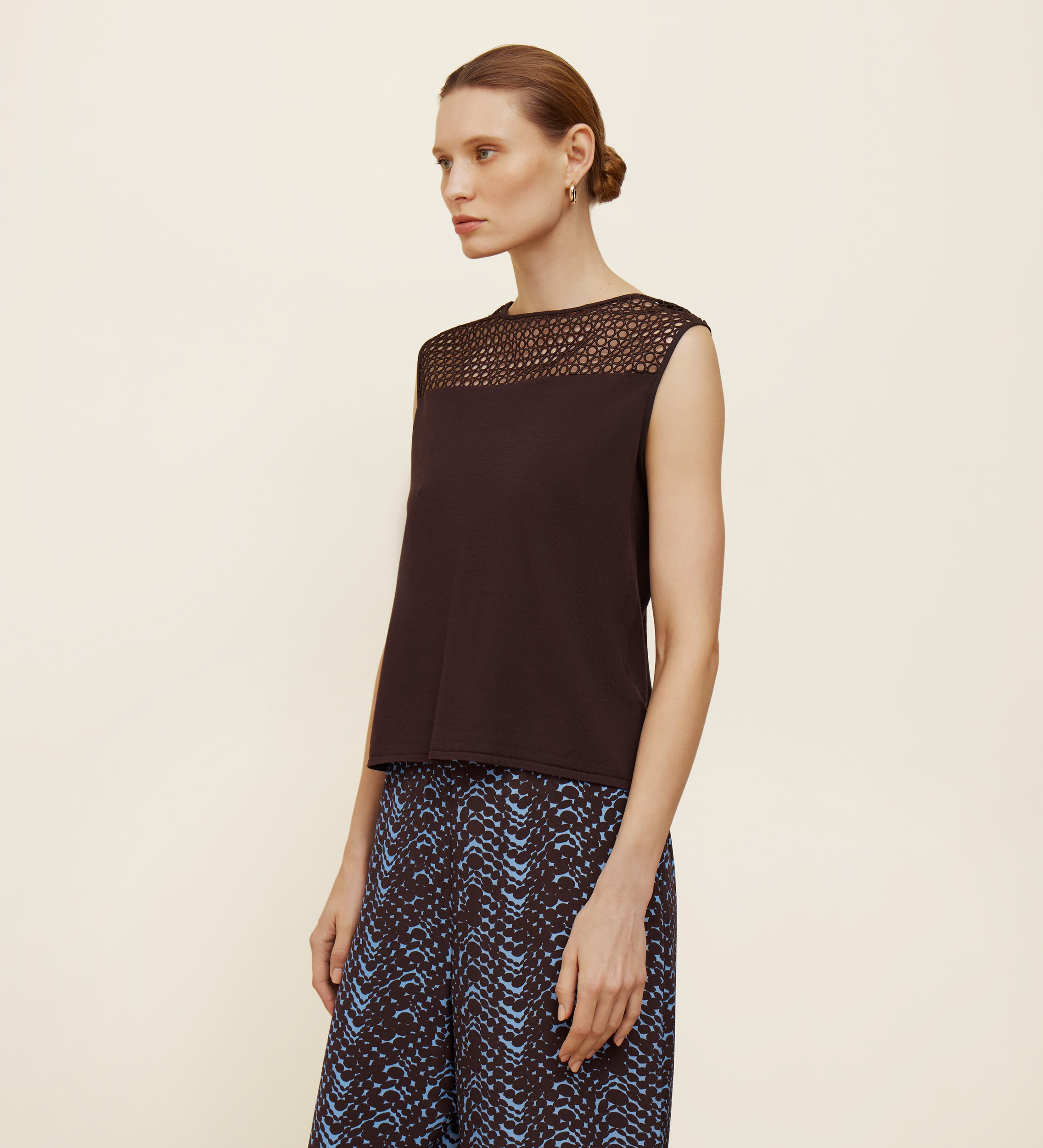 Top en tricot avec détail guipure