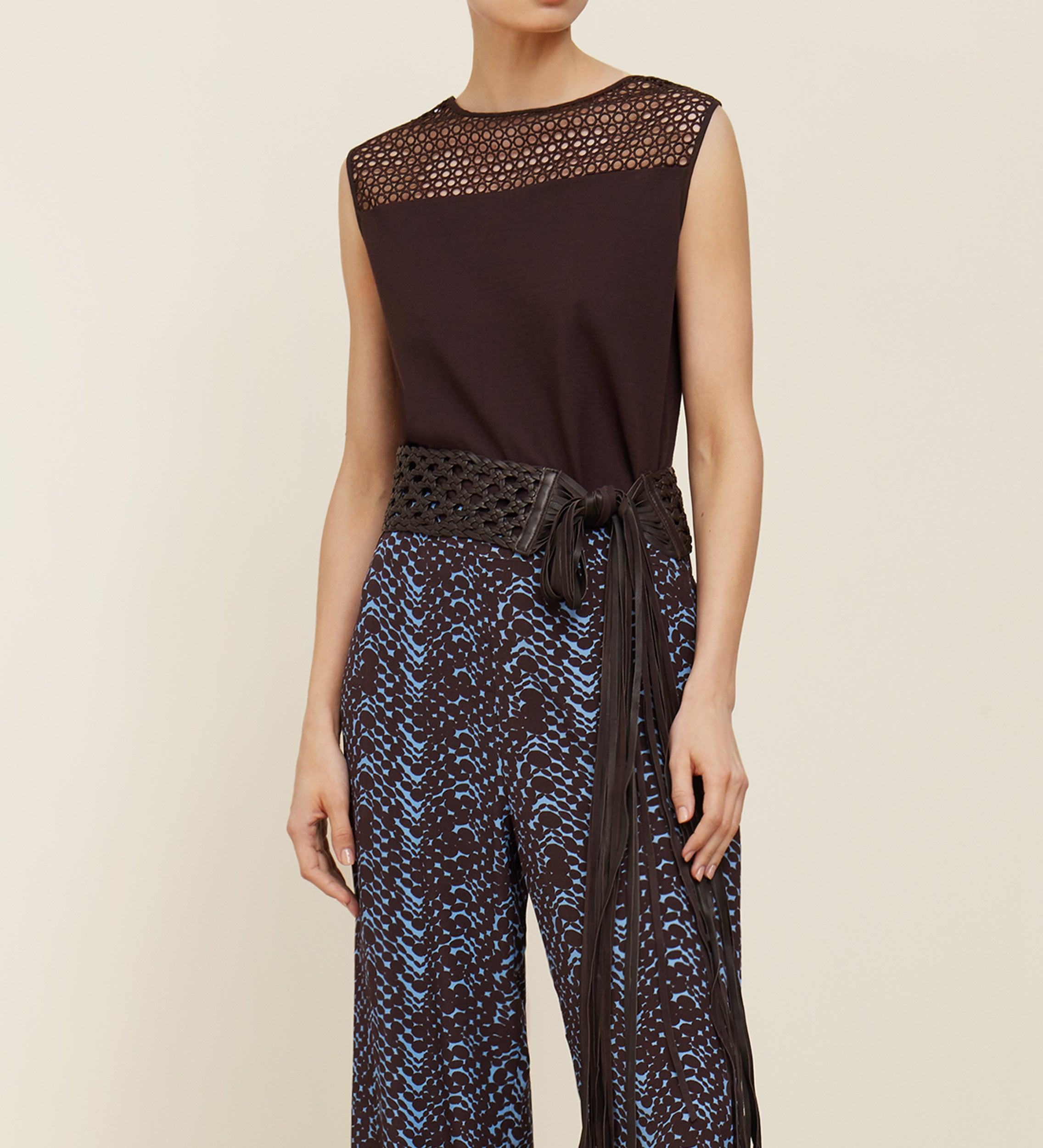 Top en tricot avec détail guipure