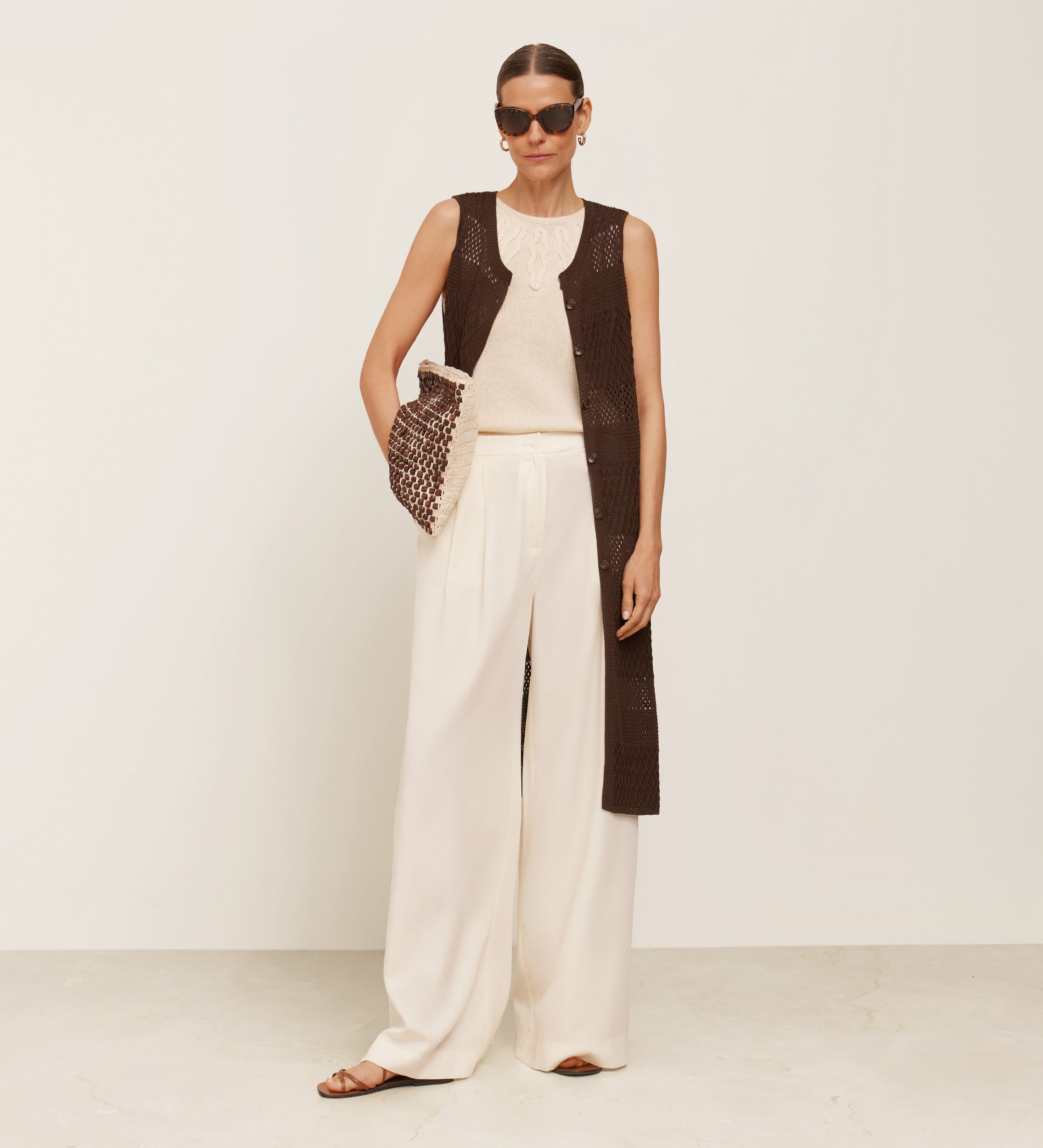 Openwork tricot vest