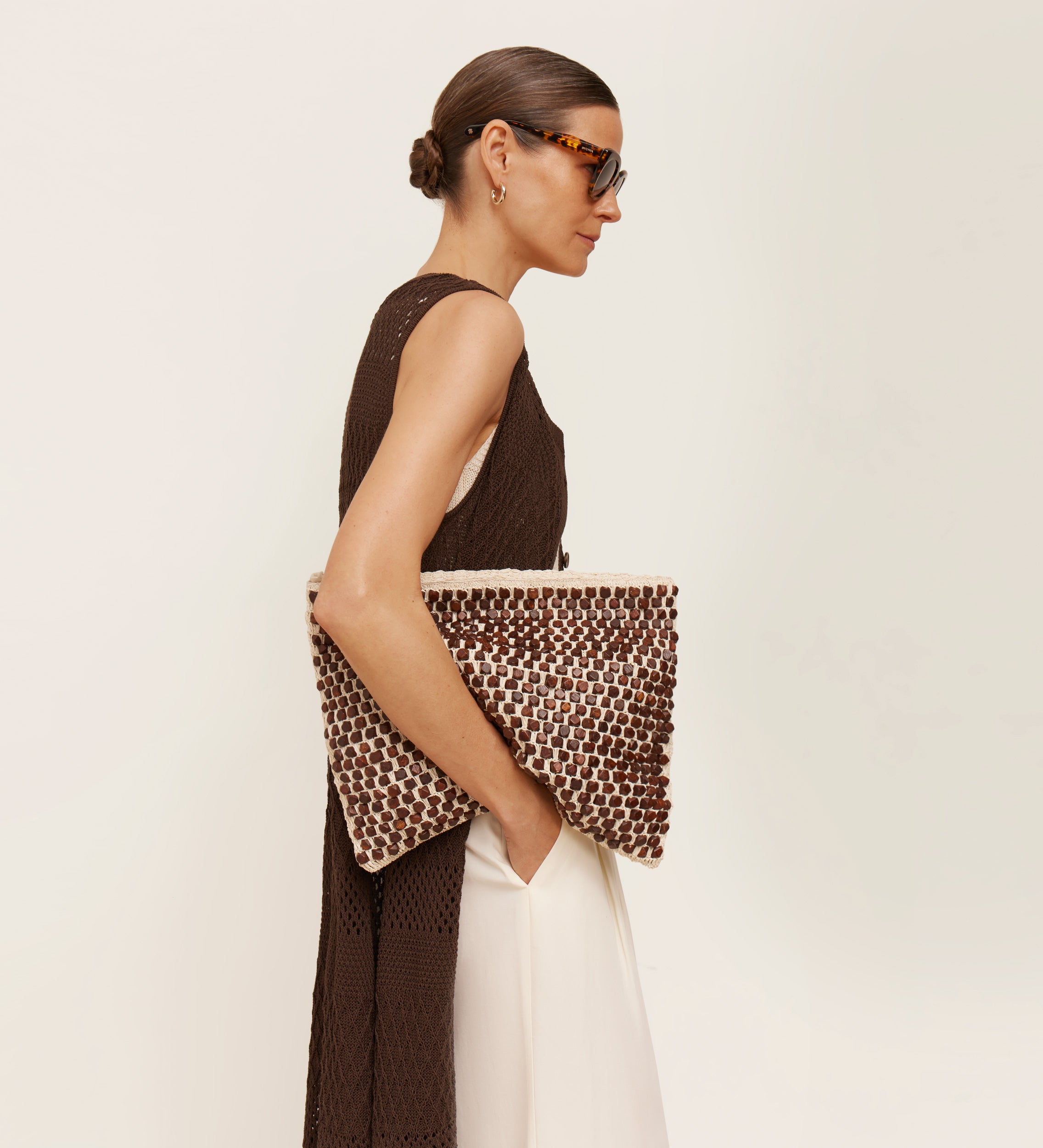Openwork tricot vest