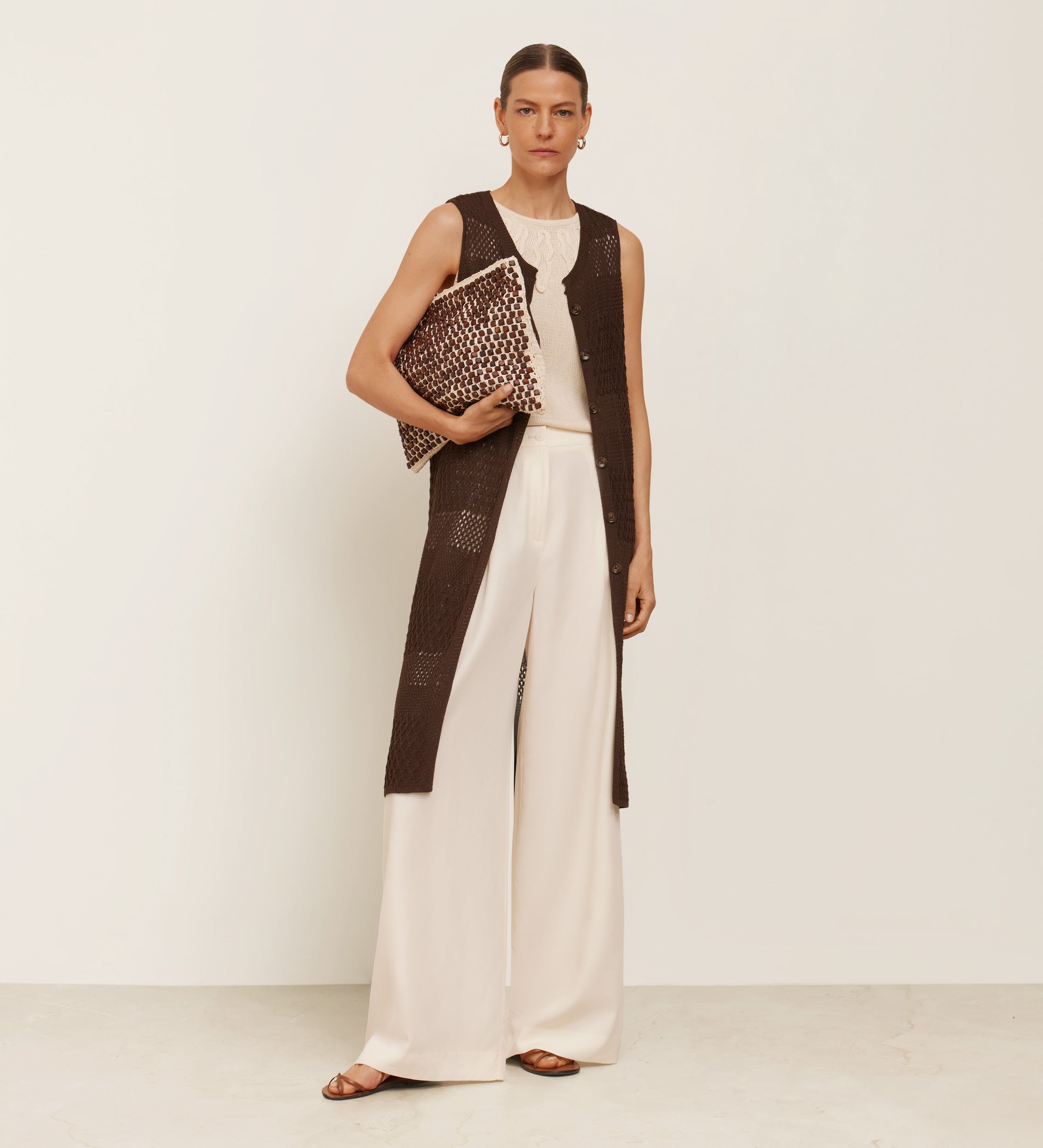 Openwork tricot vest