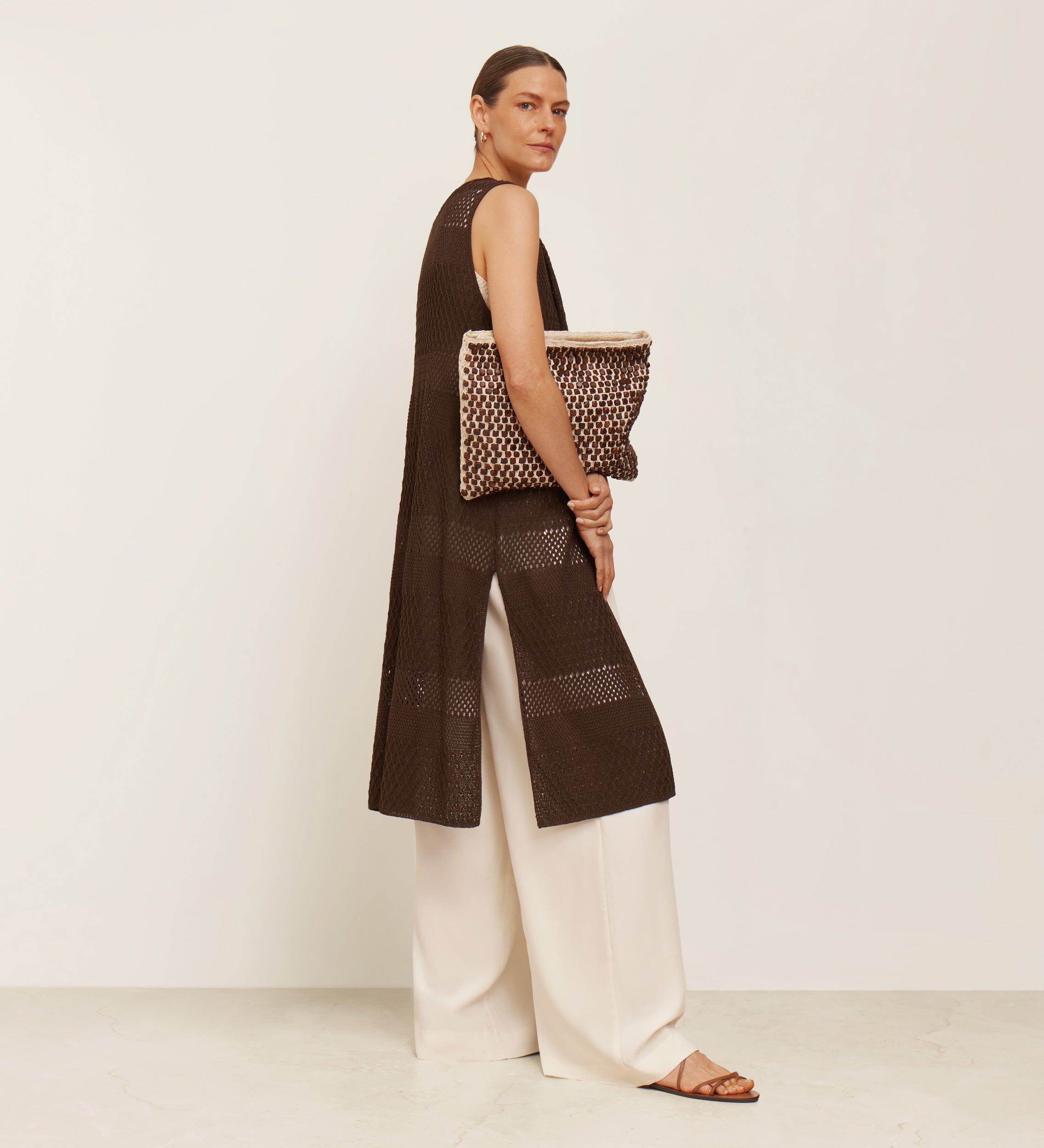 Openwork tricot vest