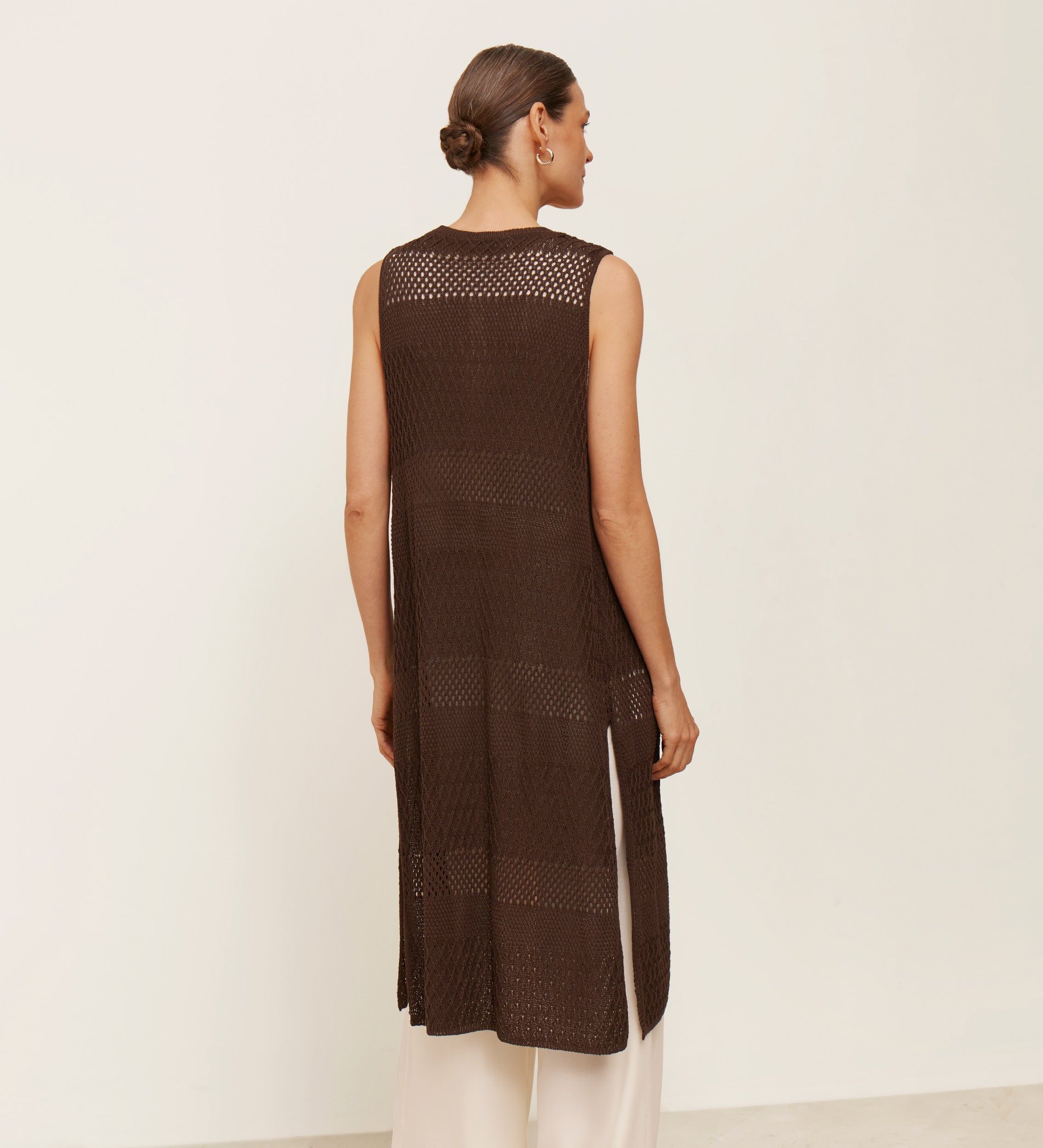 Openwork tricot vest