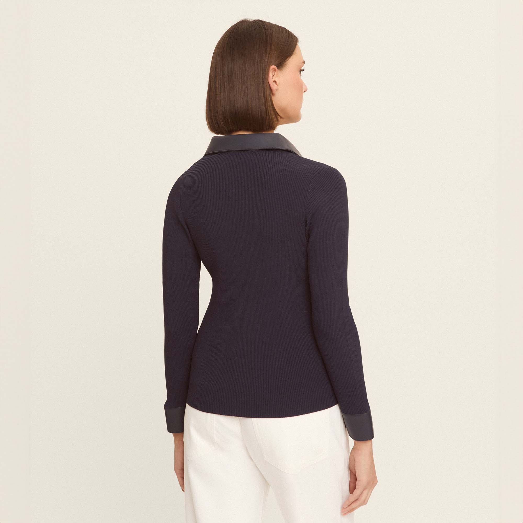Cardigan en maille avec éco-cuir