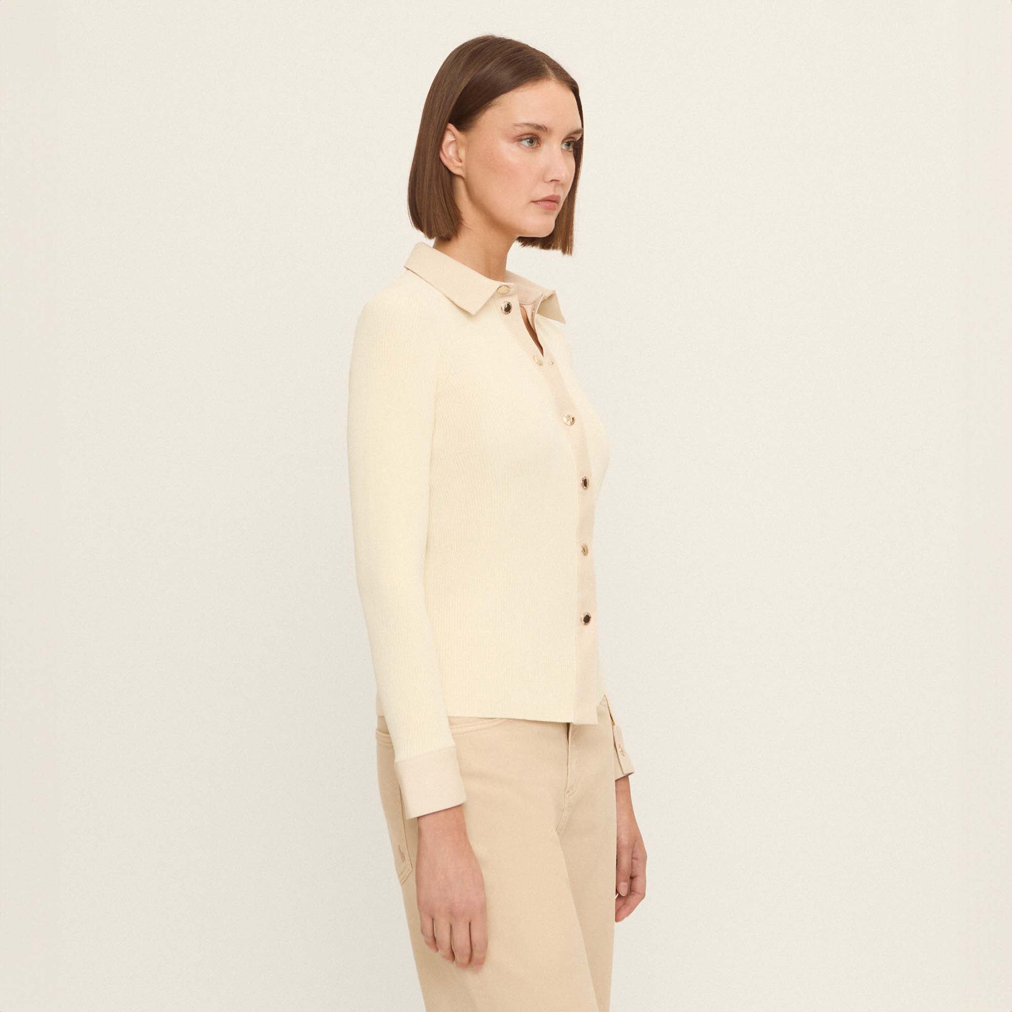 Cardigan en maille avec éco-cuir