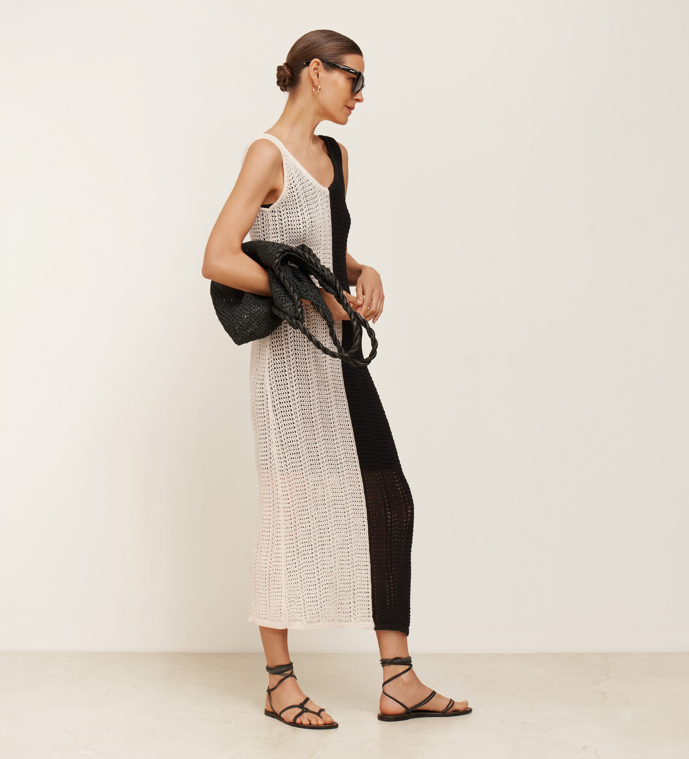 Two-tone tricot dress