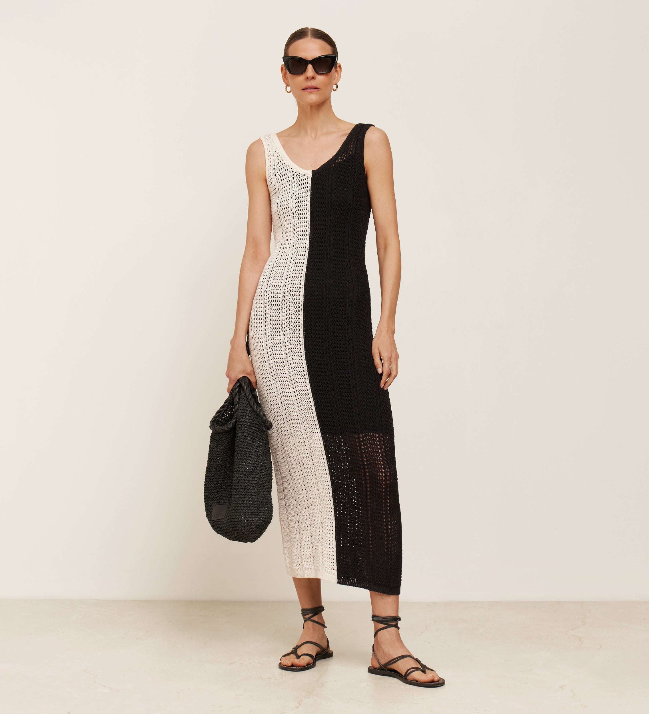 Two-tone tricot dress