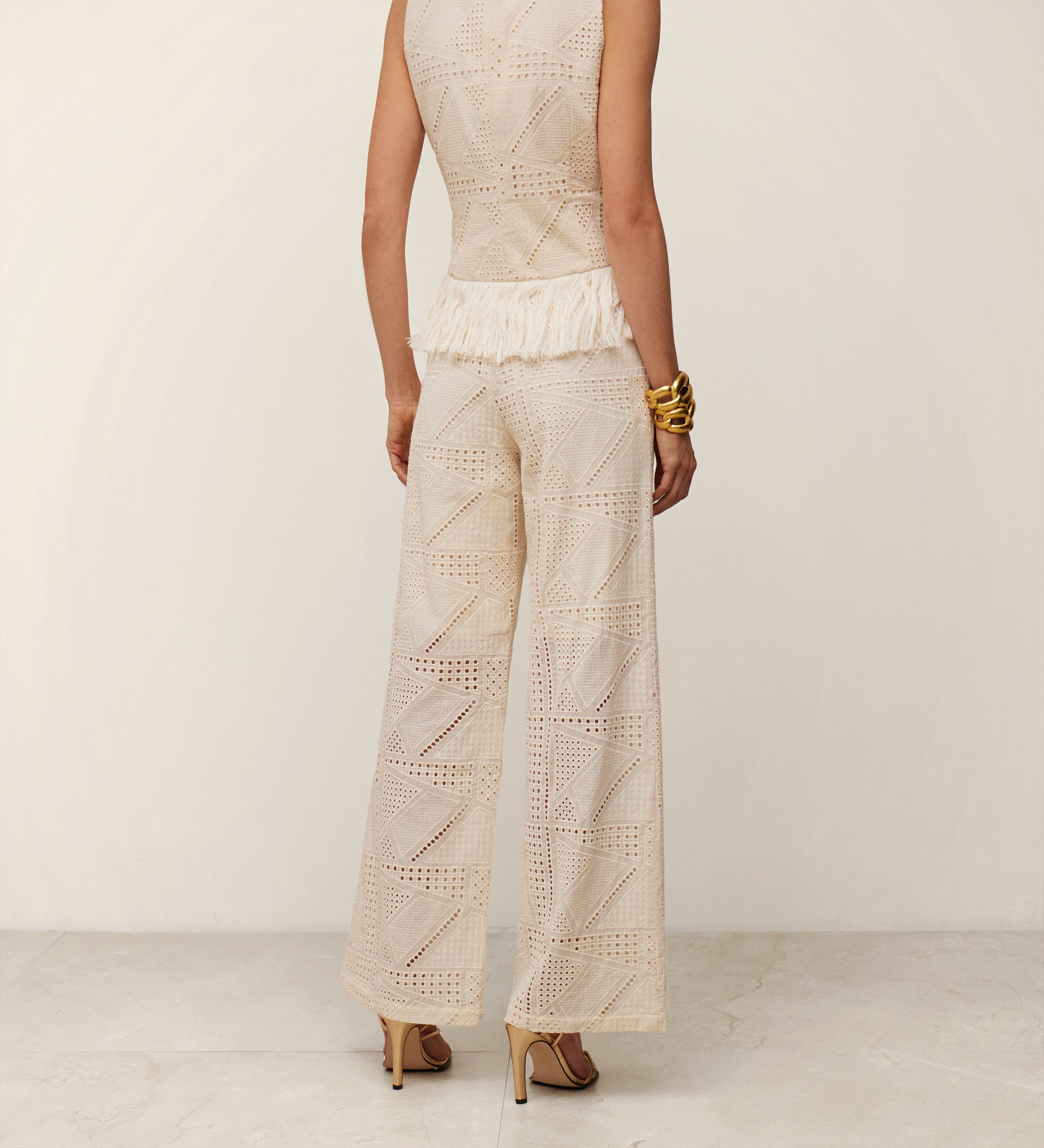 Pantalon en coton brodé