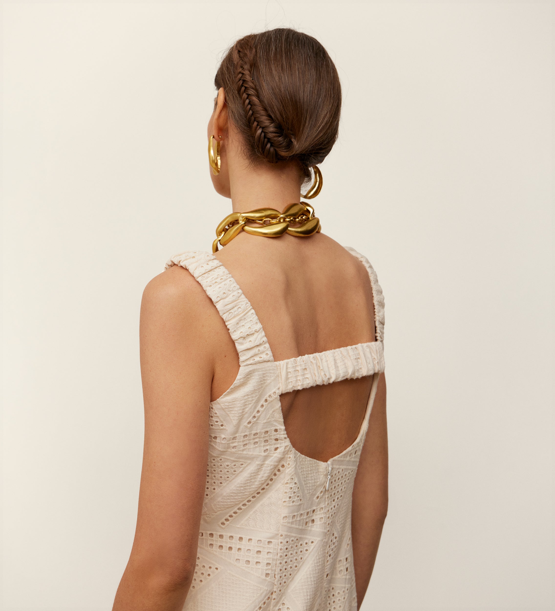 Embroidered cotton midi dress