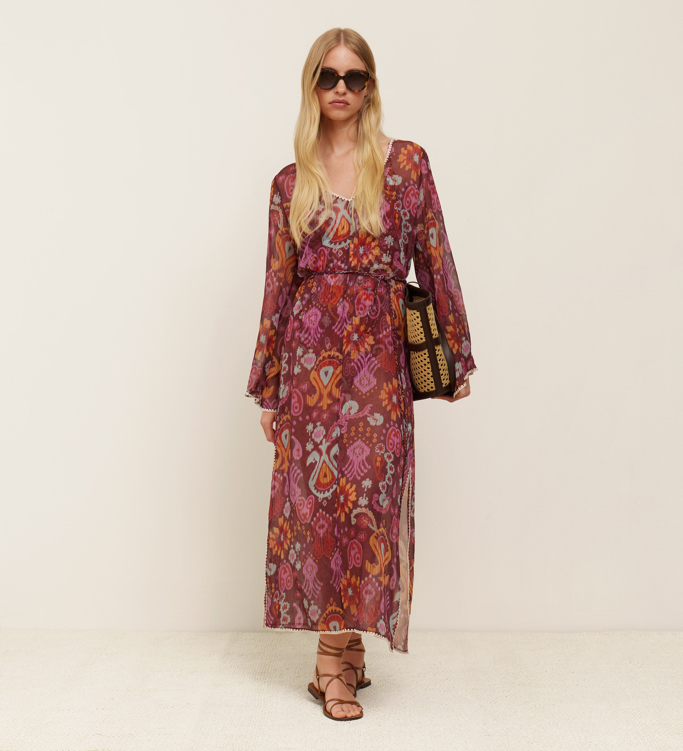 Caftan imprimé ceinturé