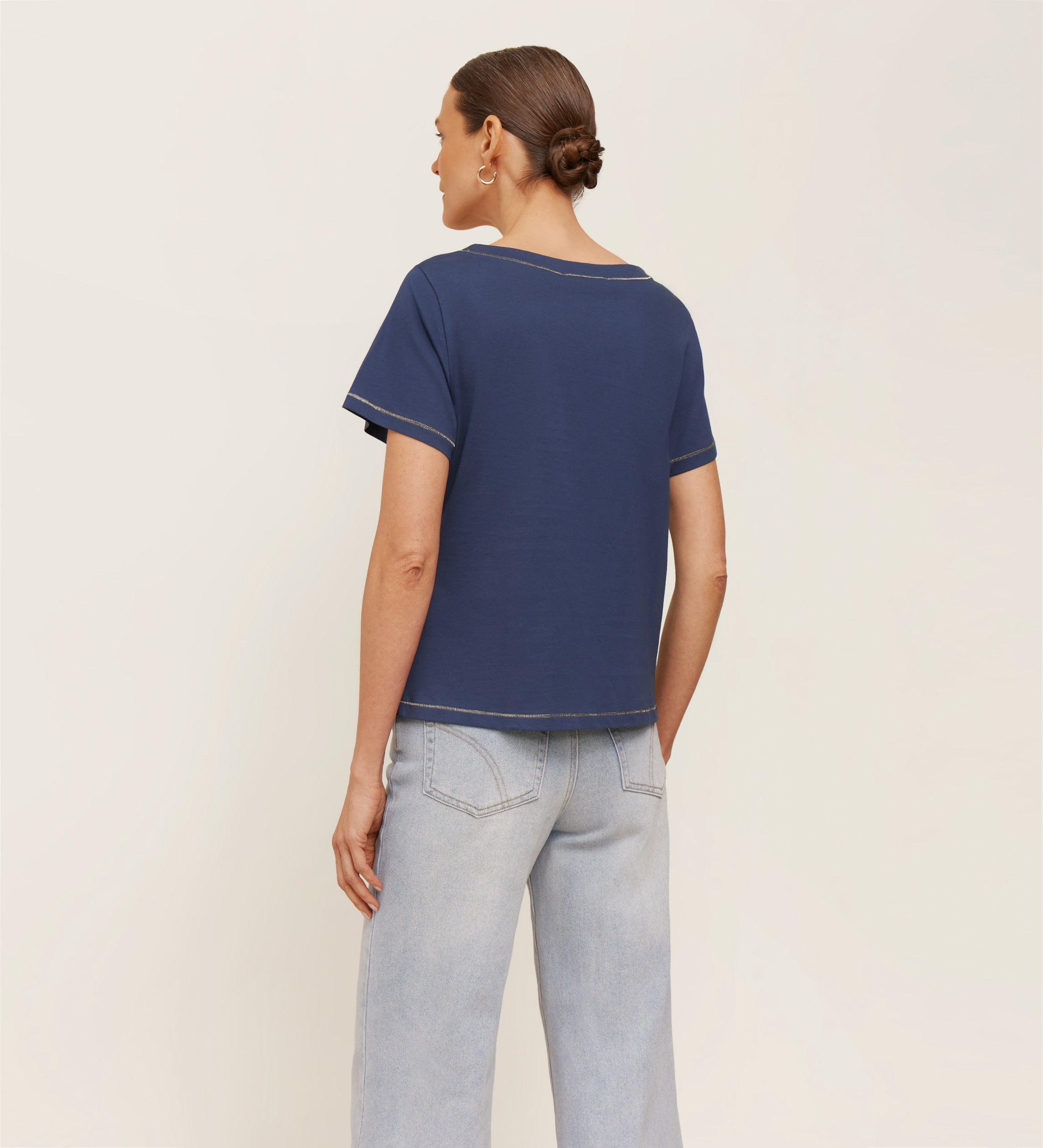 Camiseta frunce pespuntes en lurex
