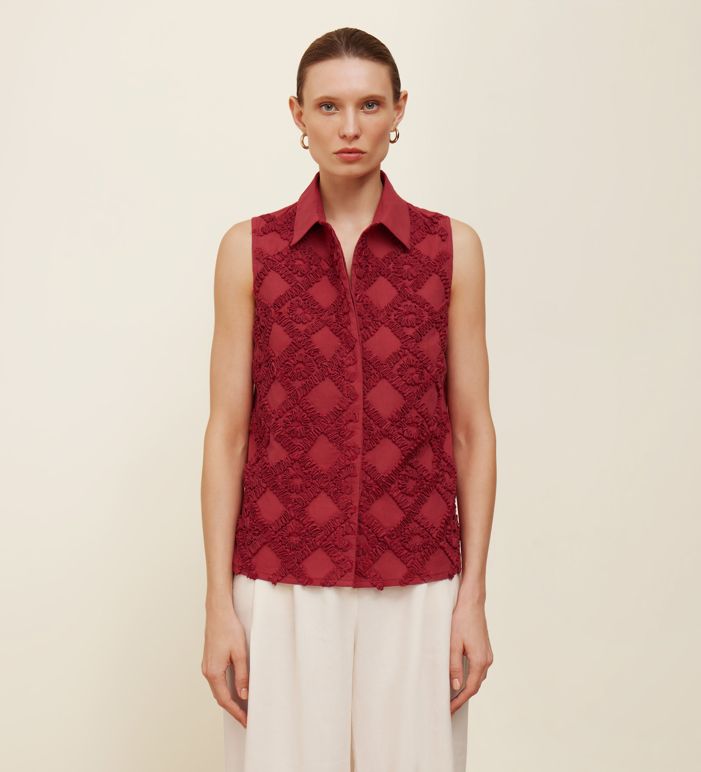 Embroidered ribbon top