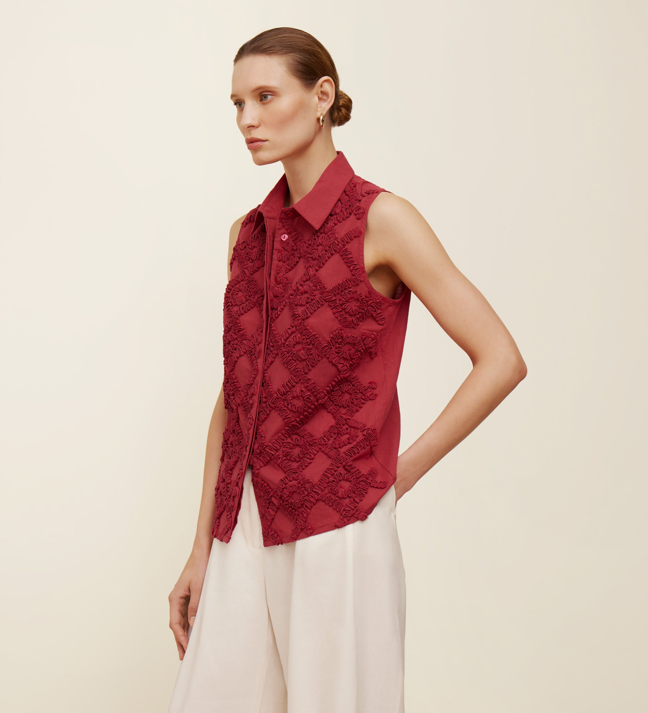 Embroidered ribbon top