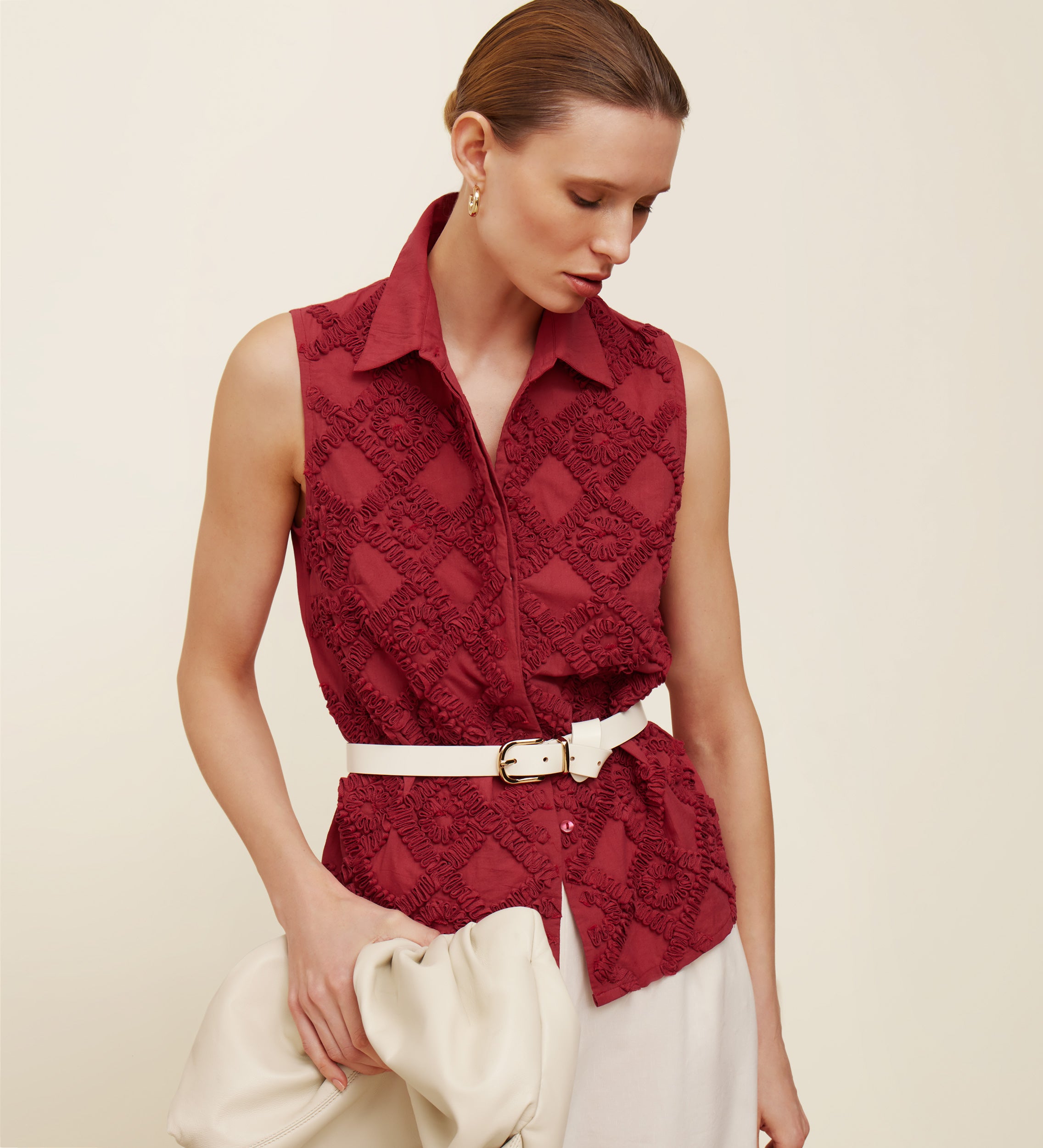 Embroidered ribbon top