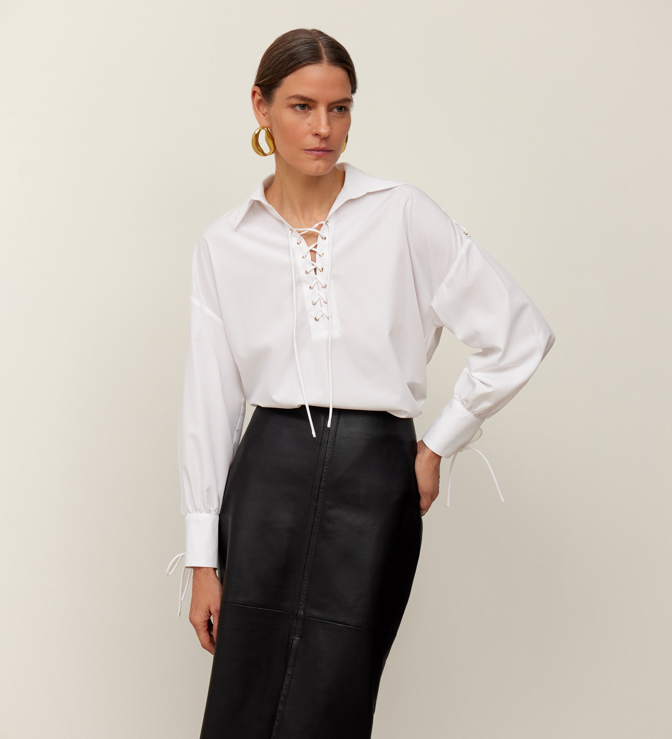 Bowed eyelet shirt