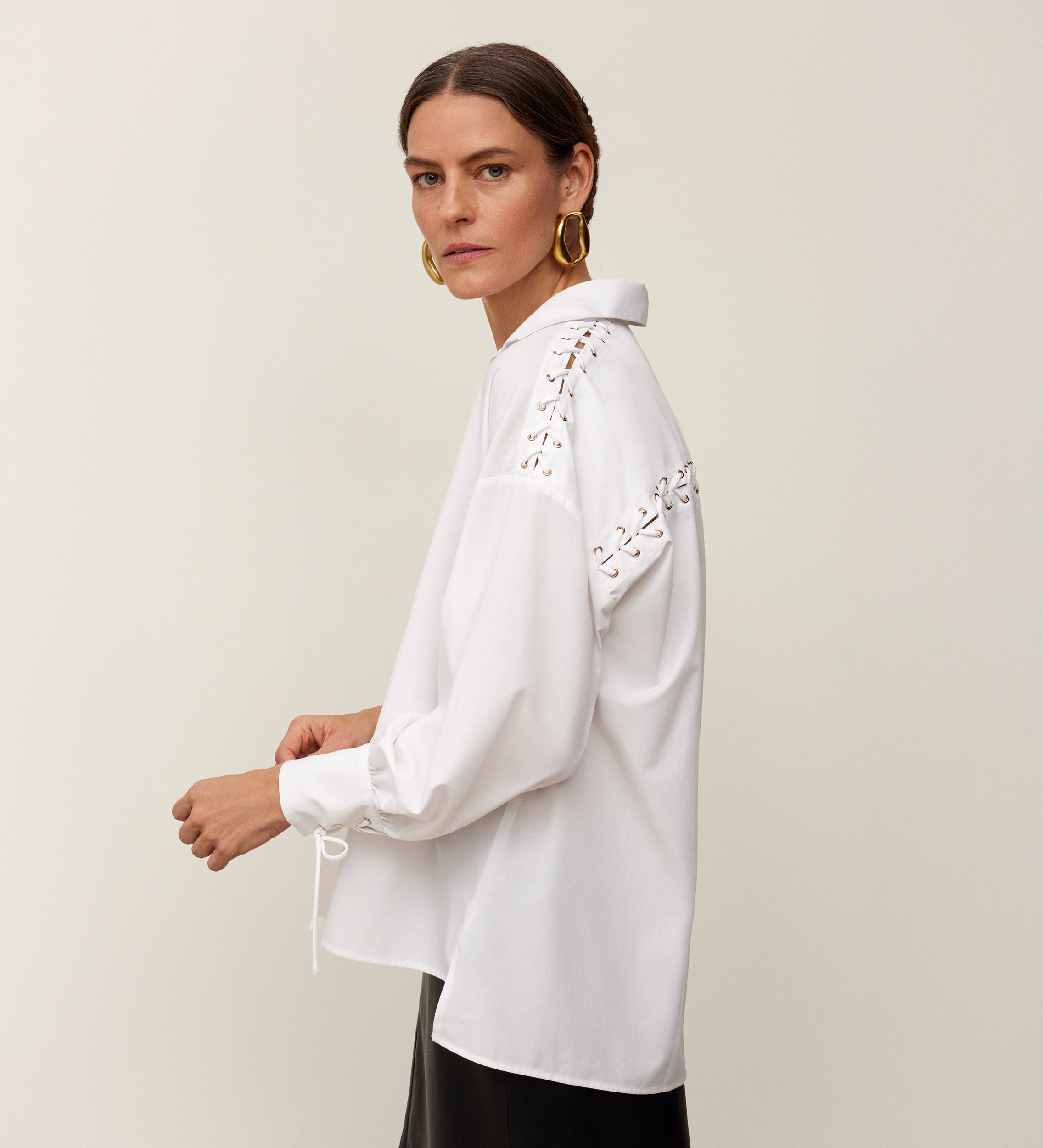 Bowed eyelet shirt