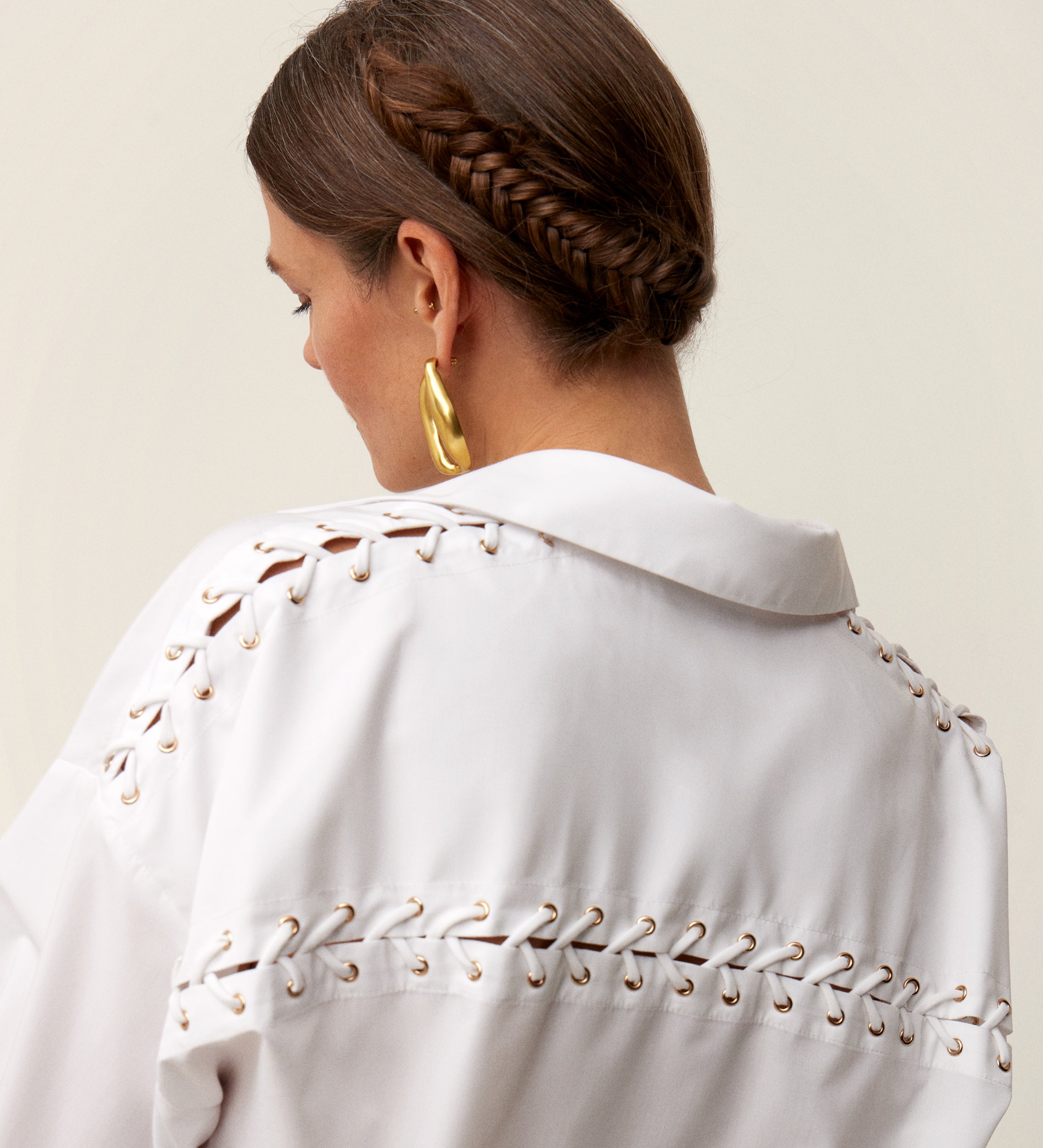 Bowed eyelet shirt