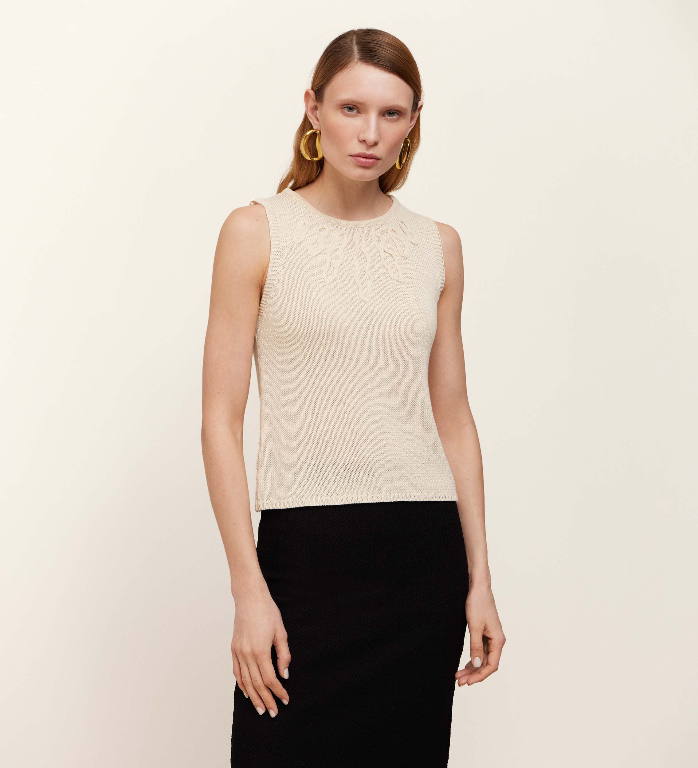 Embroidered tricot top