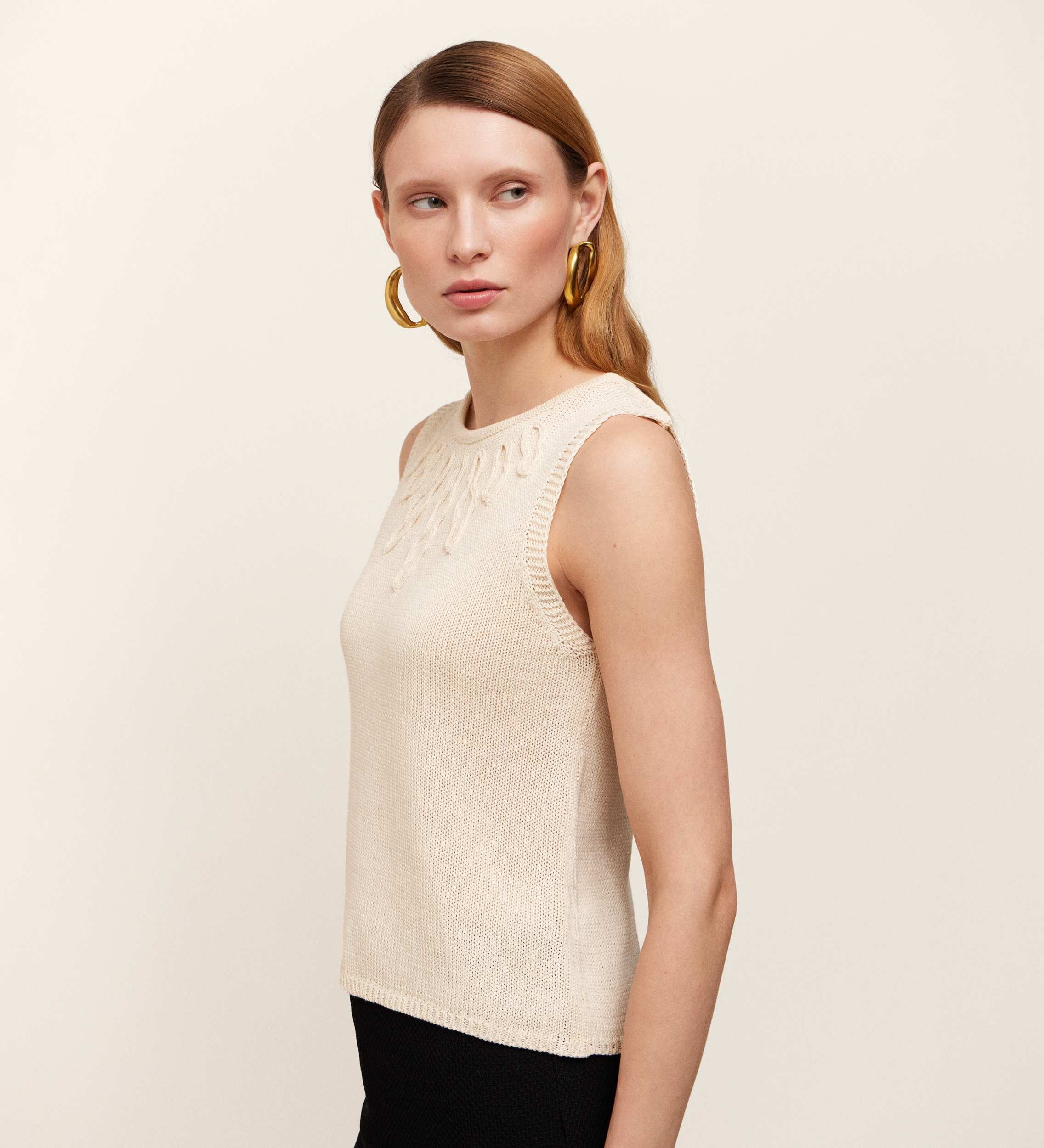 Embroidered tricot top
