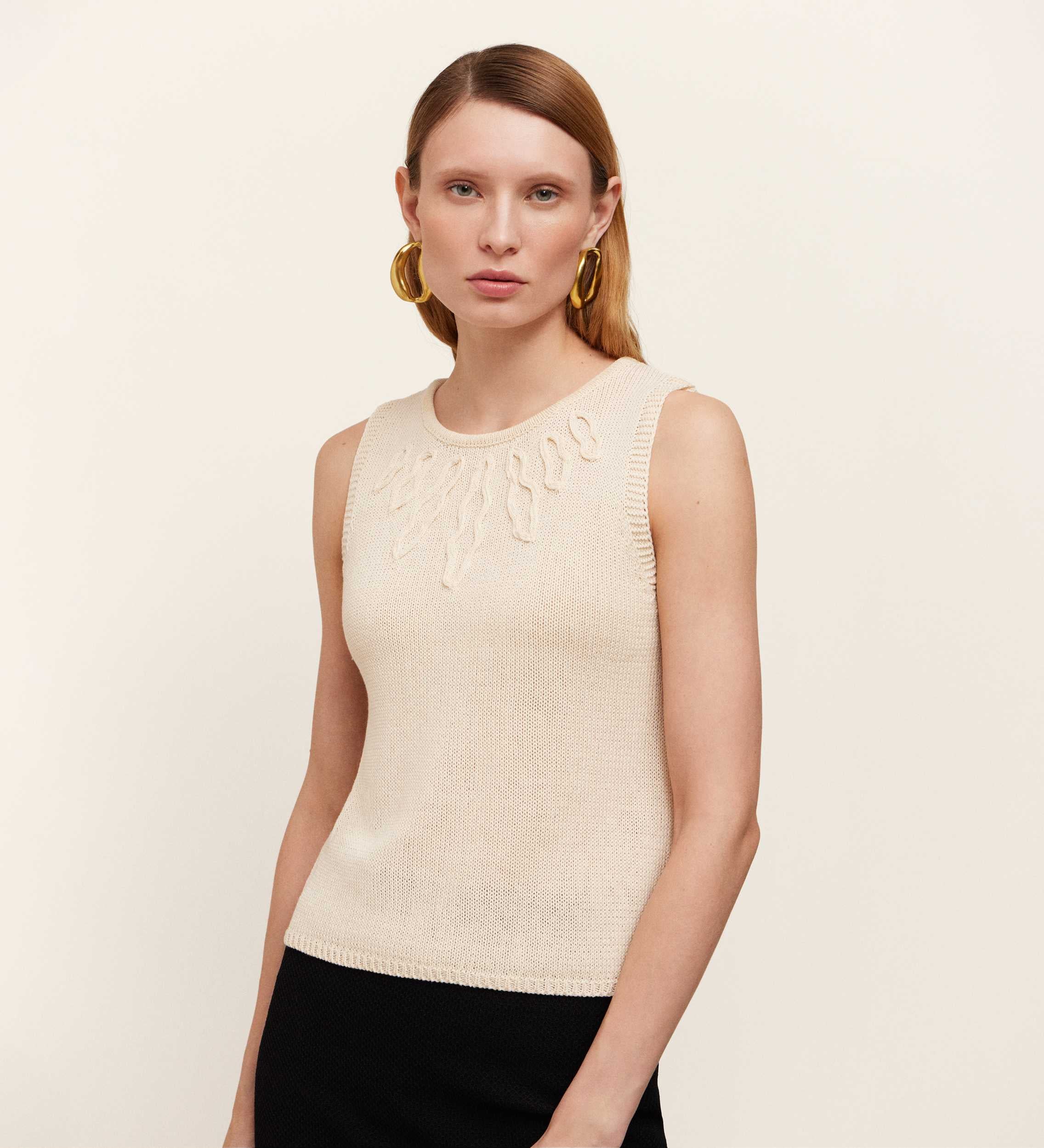 Embroidered tricot top