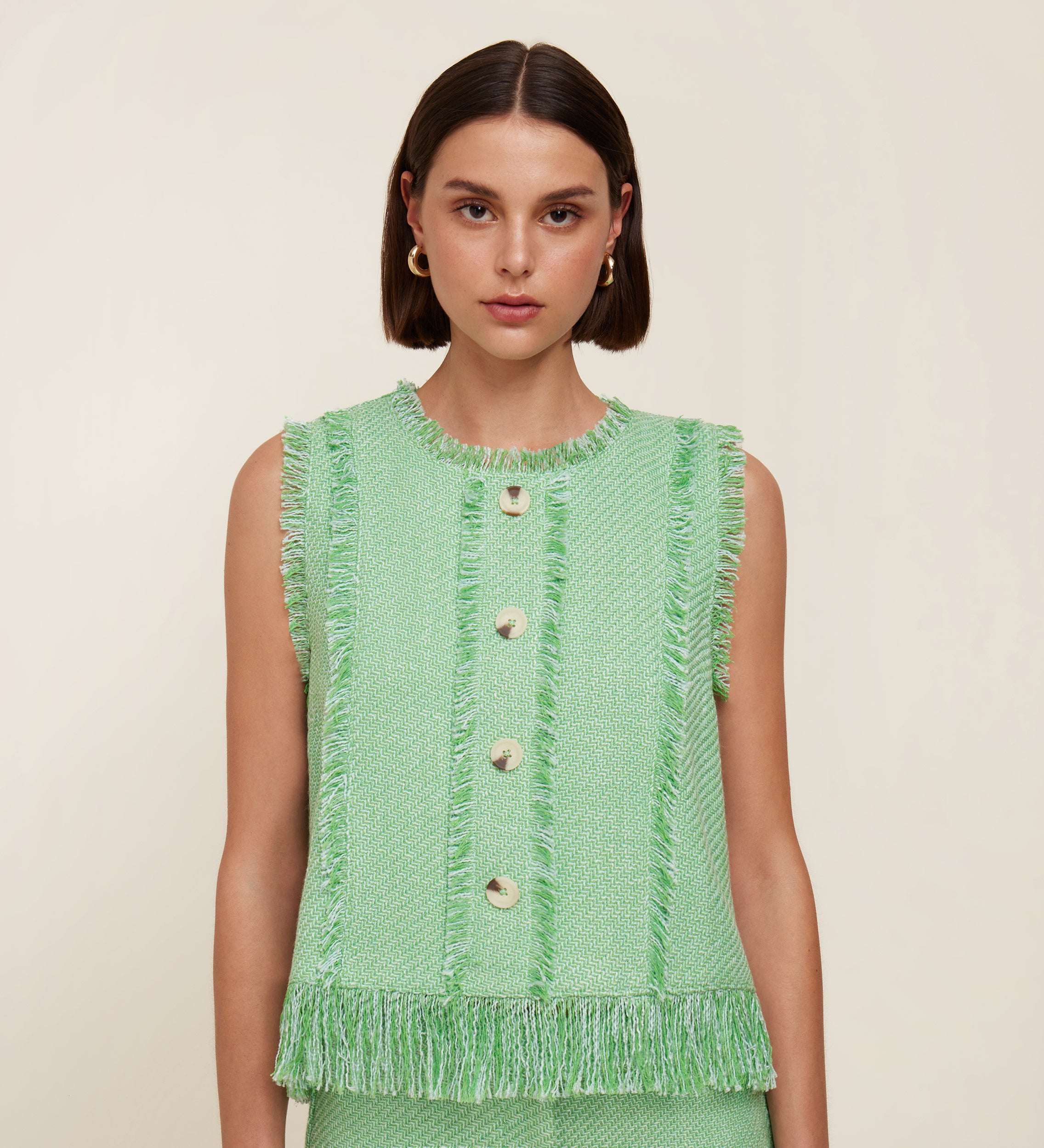 Sleeveless tweed top