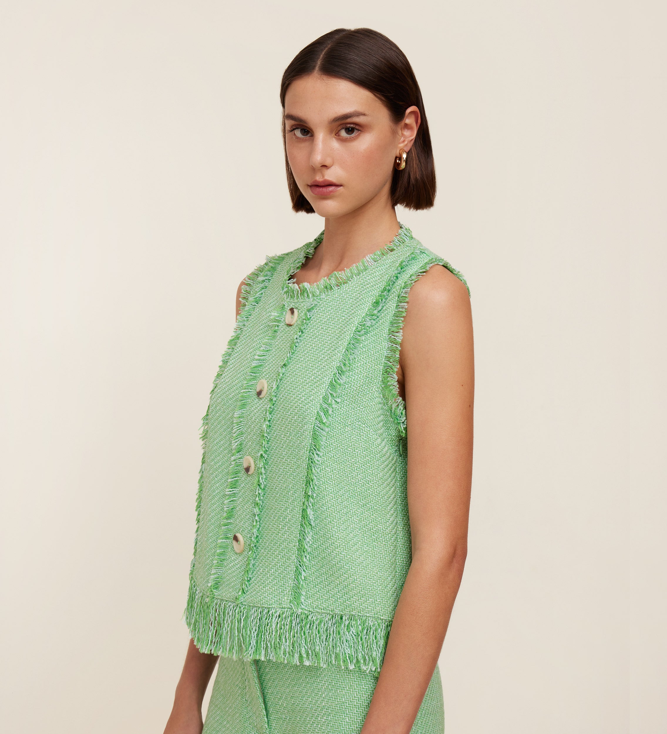 Sleeveless tweed top