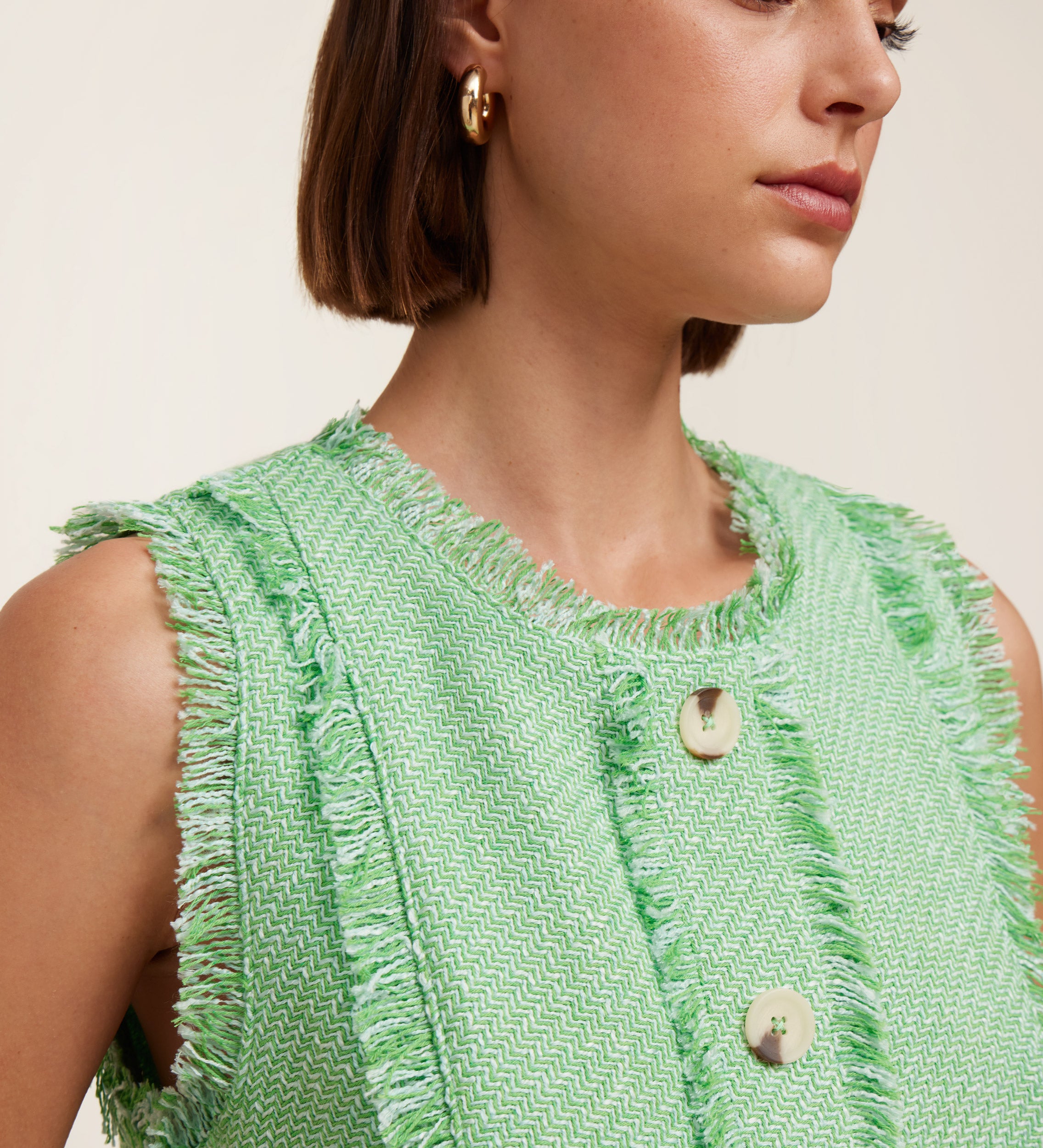 Sleeveless tweed top