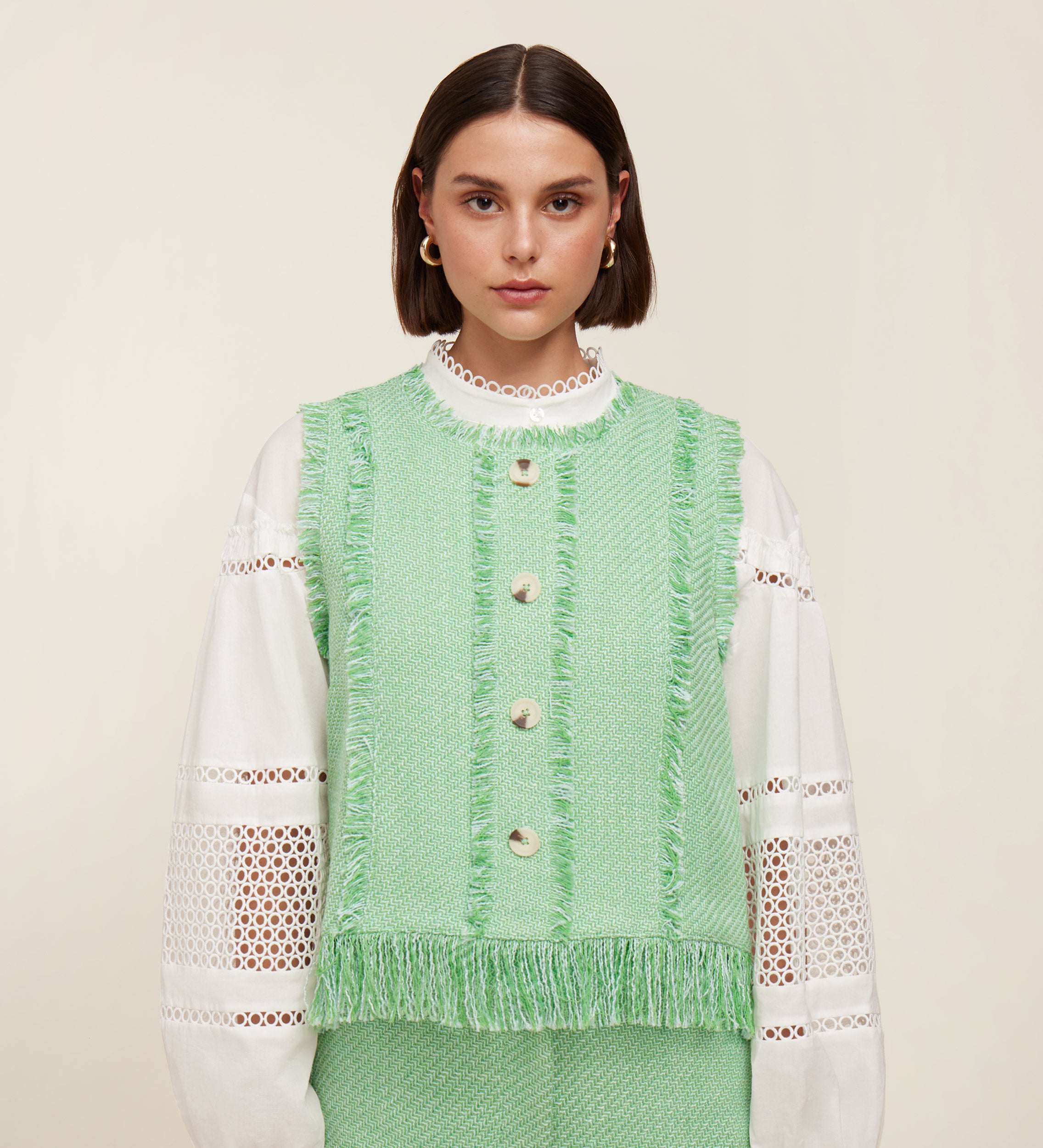 Sleeveless tweed top