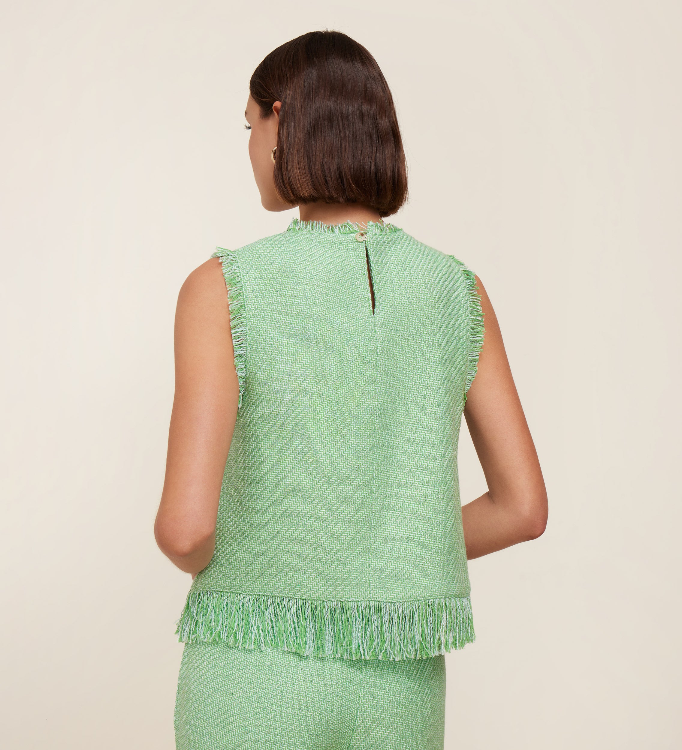 Sleeveless tweed top