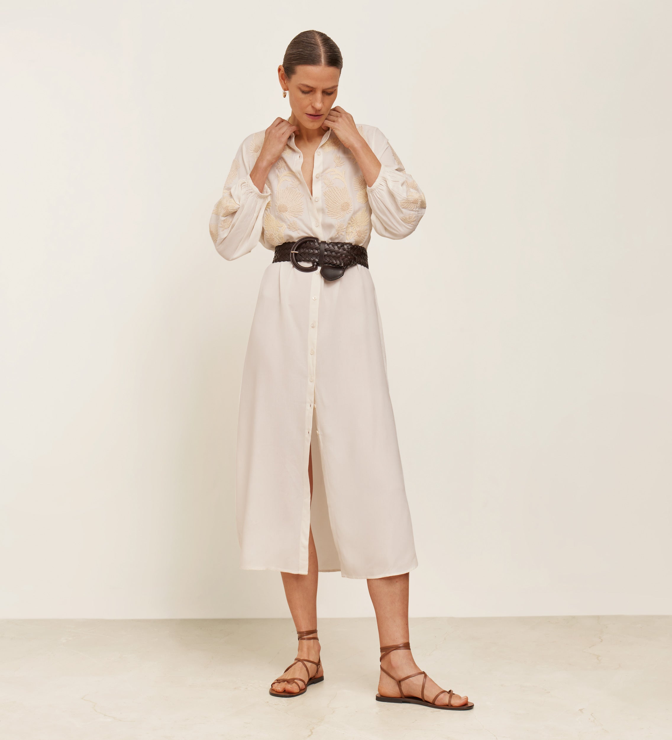 Embroidered shirt kaftan