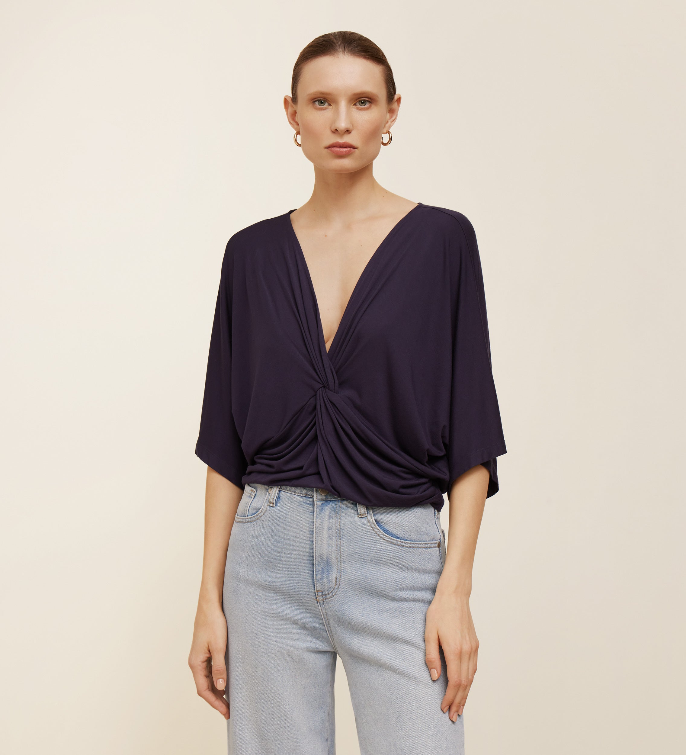 Top en maille à nœud