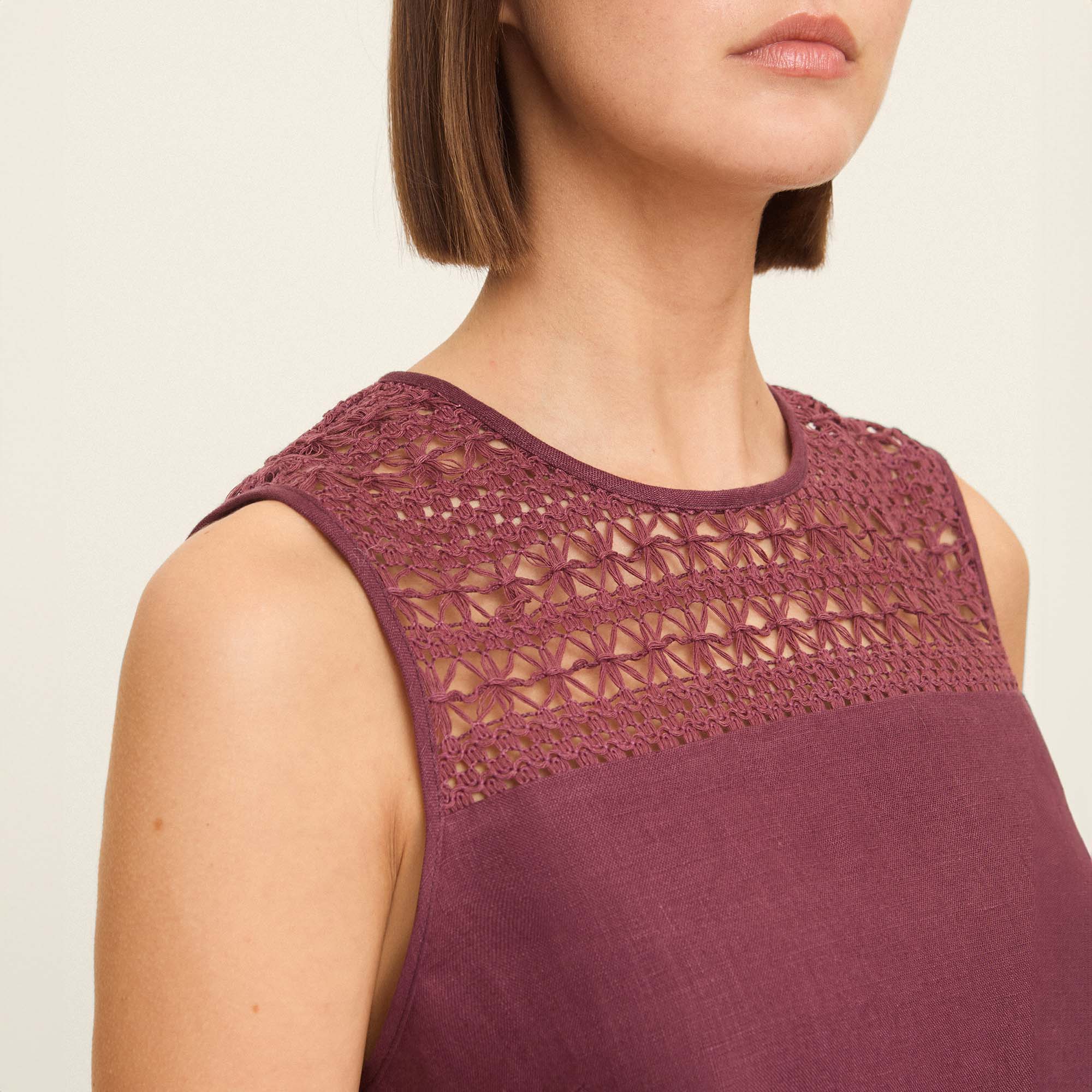 T-shirt en lin et crochet