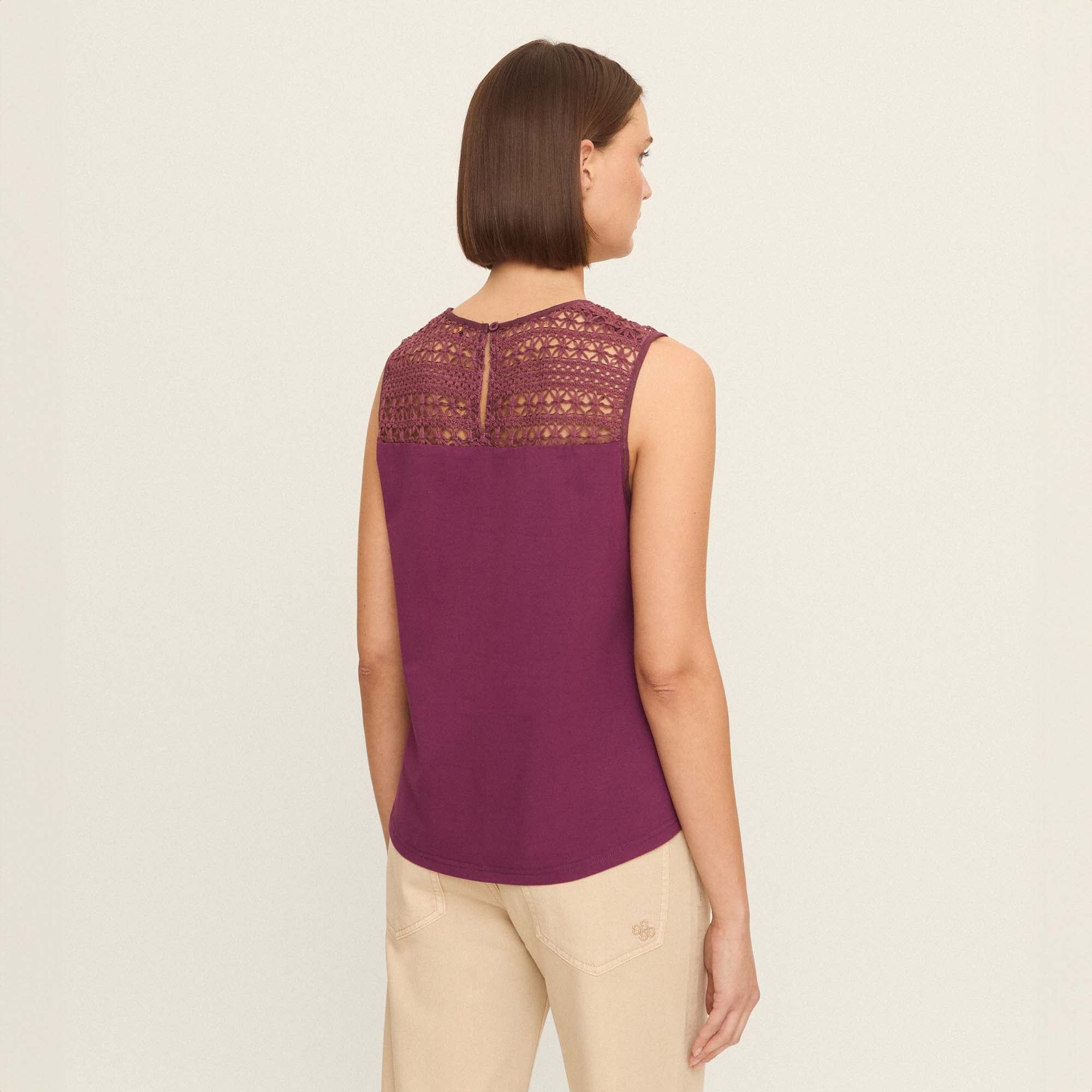 T-shirt en lin et crochet