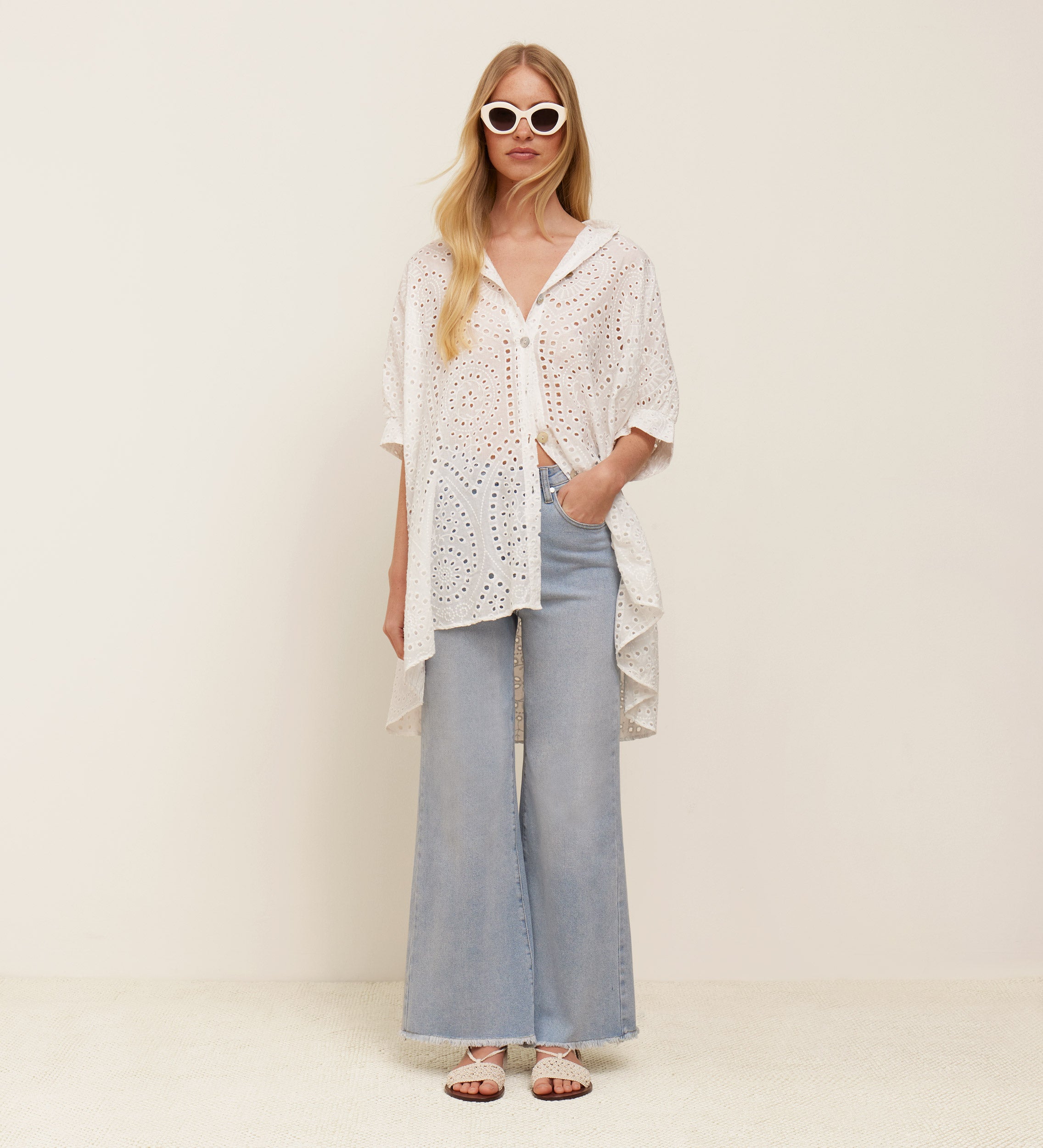 Blouse en coton brocart