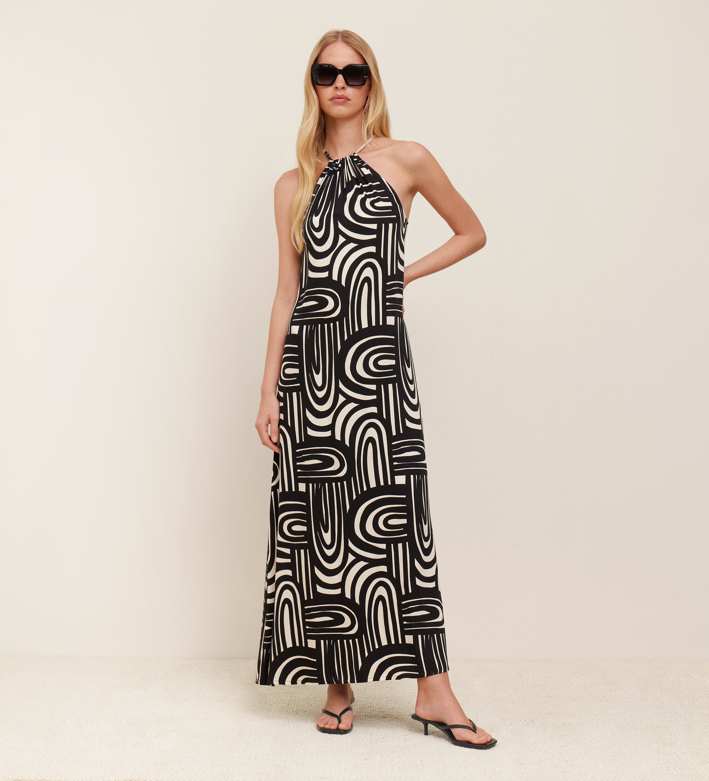 Long printed halter dress