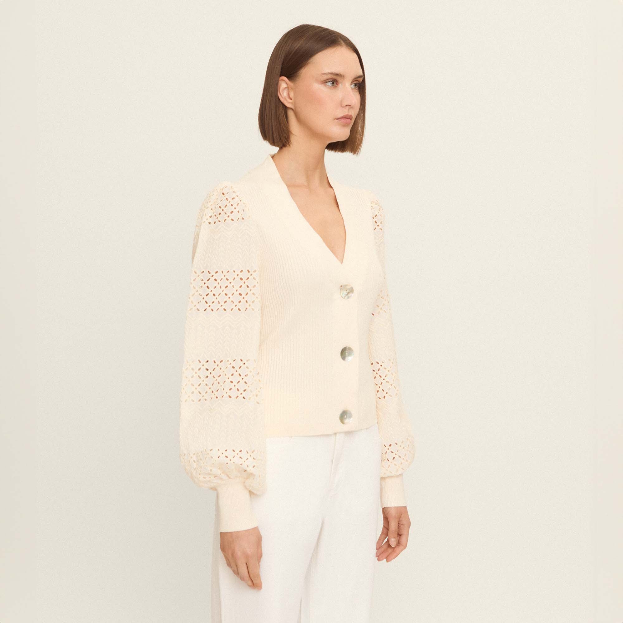 Cardigan with embroidered sleeves