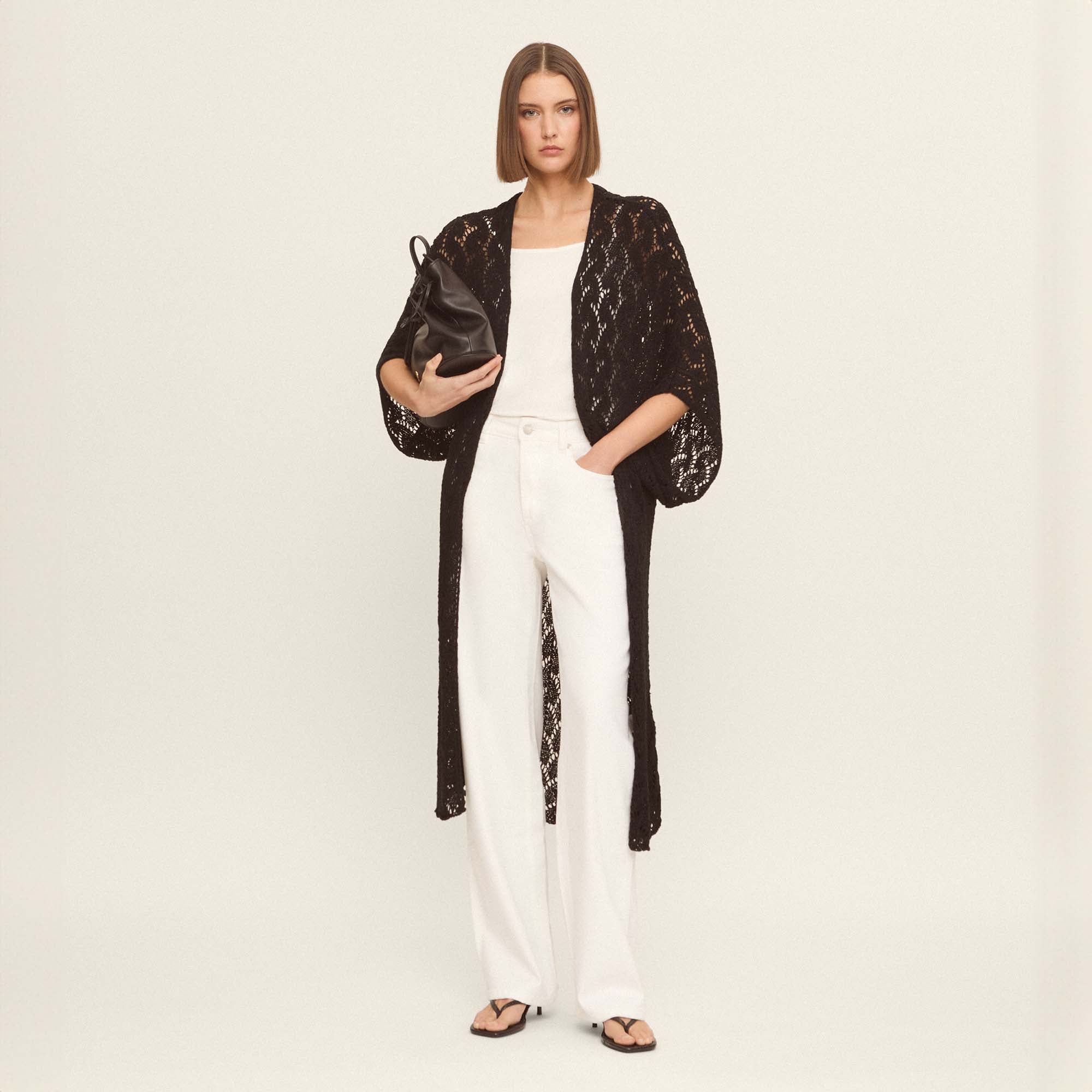 Openwork knit cardigan