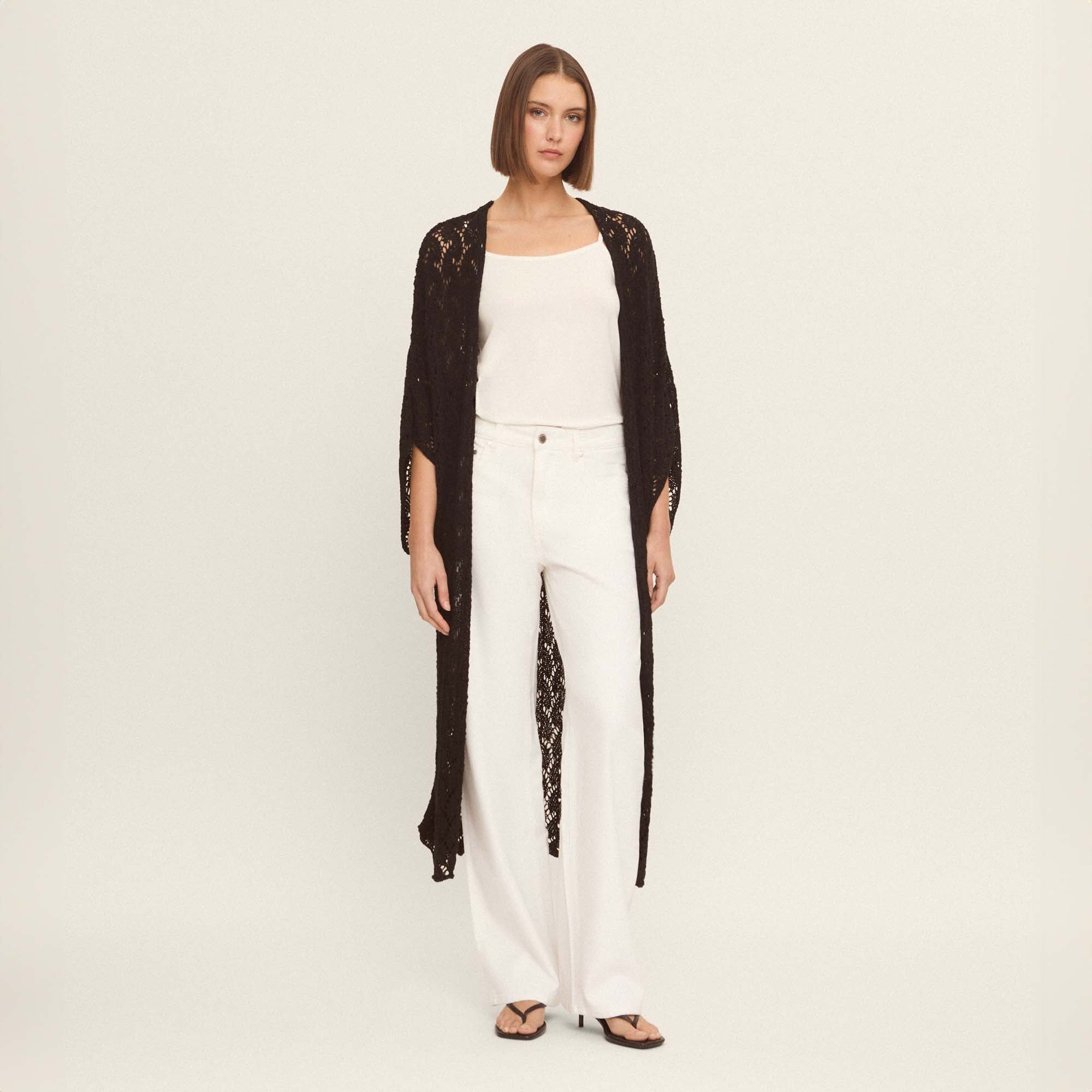Openwork knit cardigan